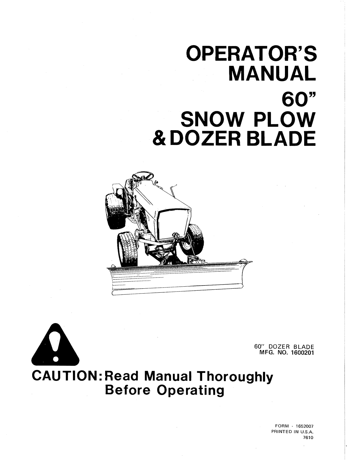 Snapper 1600201 User Manual