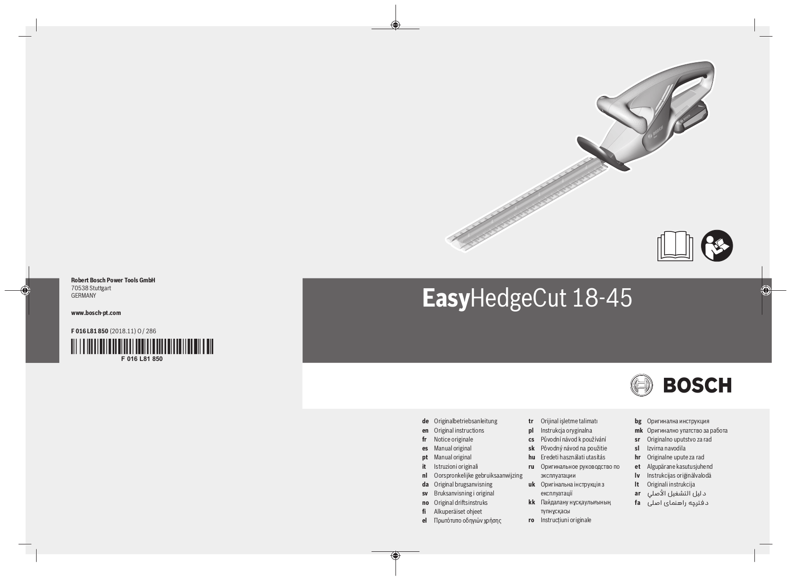 Bosch EasyHedgeCut 18-45 operation manual