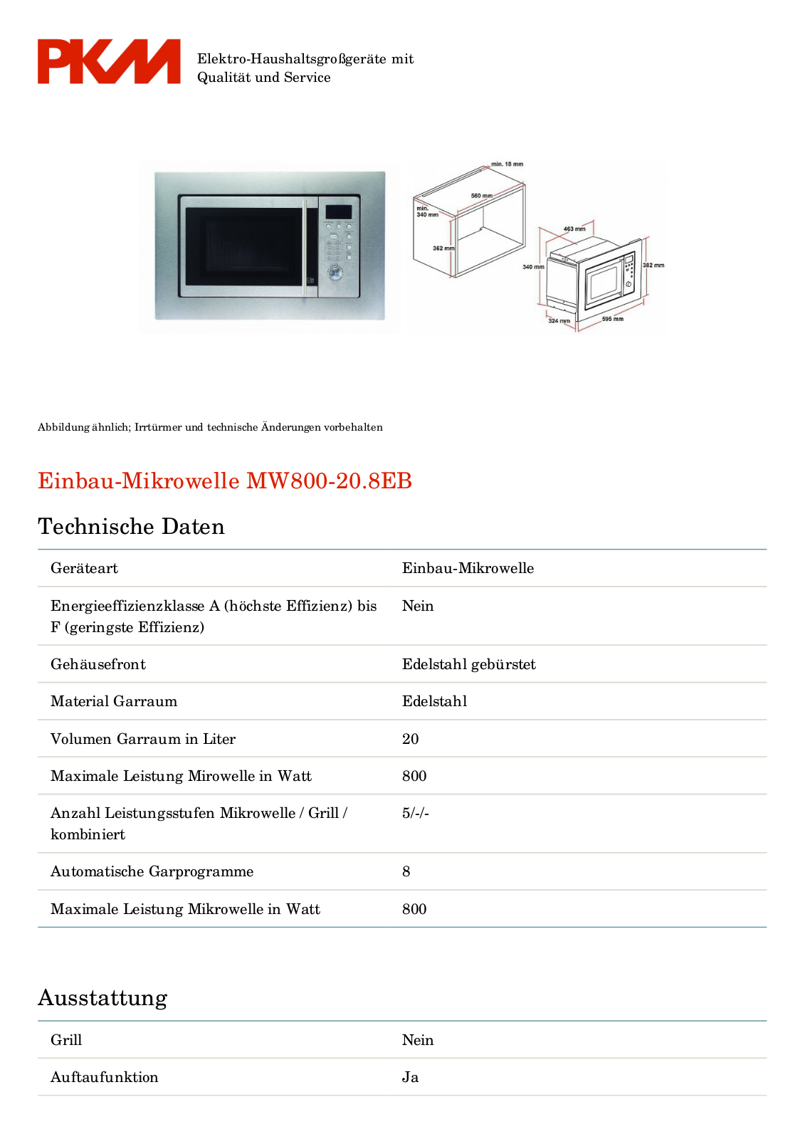 PKM MW800-20.8EB User Manual