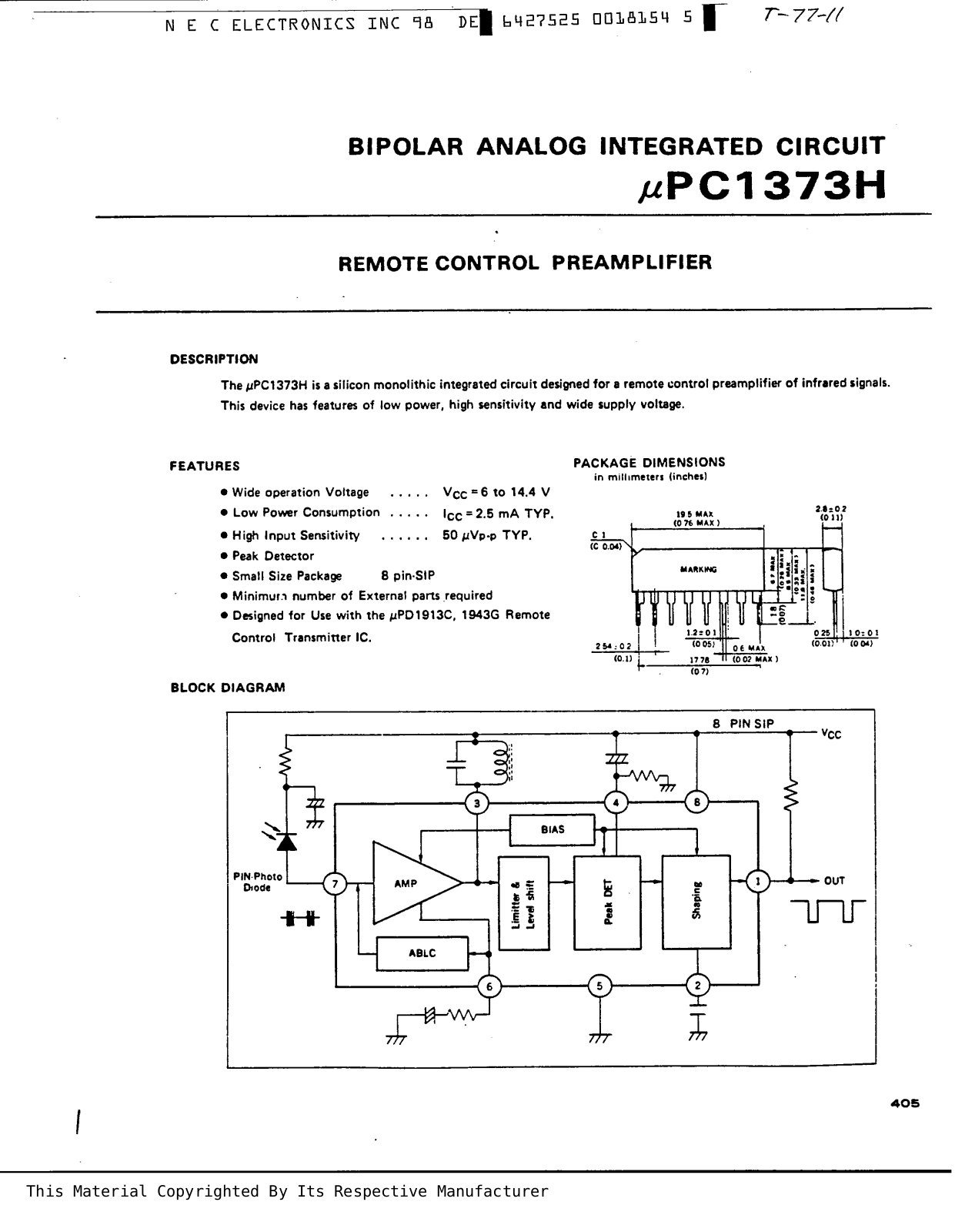 Datasheet UPC1373HA Specification - ManualMachine.com
