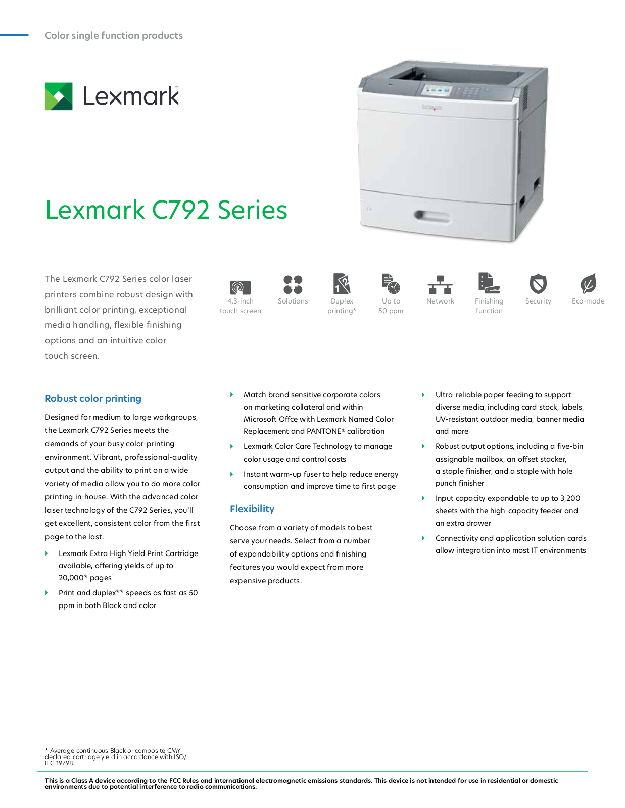 Lexmark C792 Datasheet