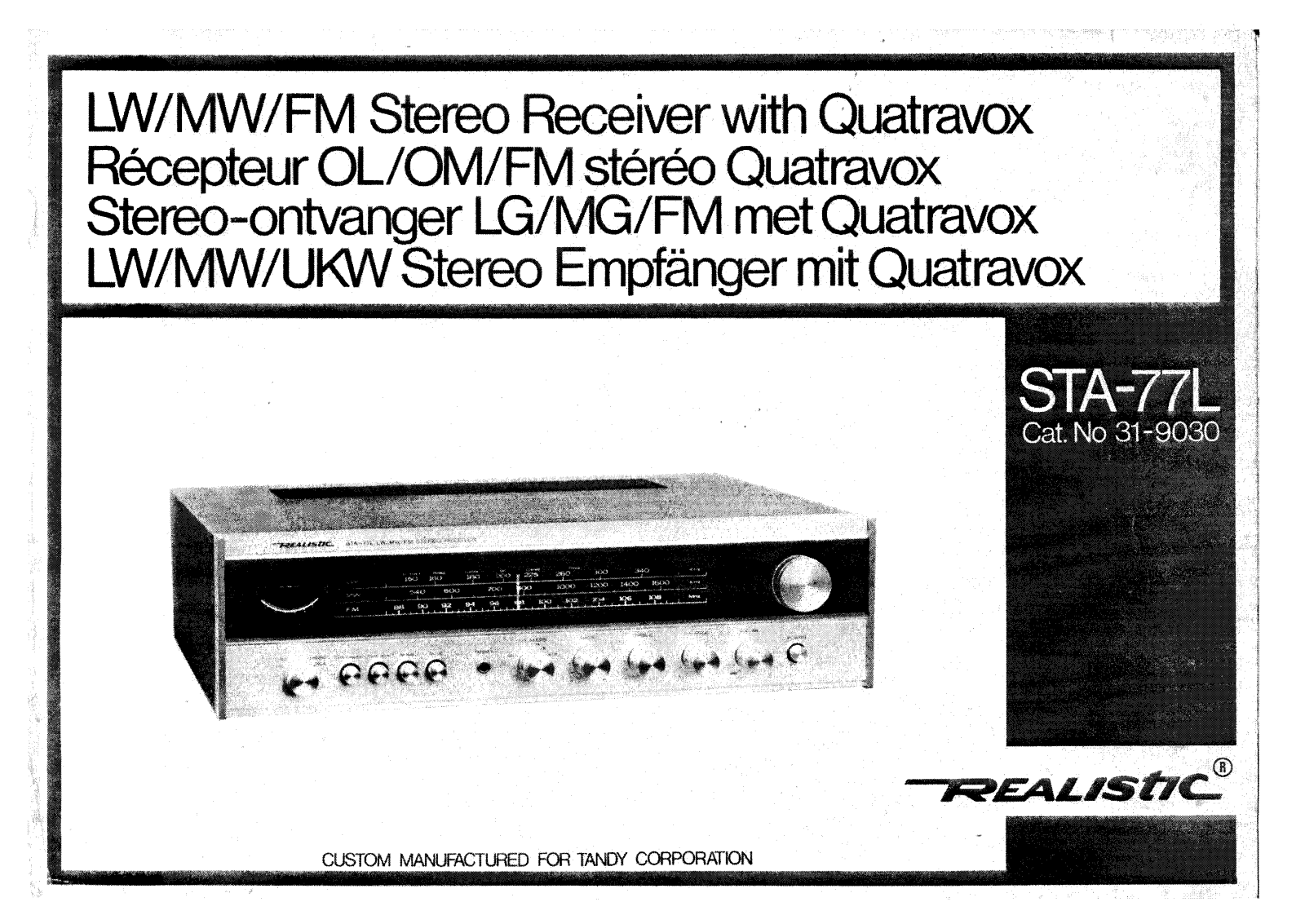 Realistic   RadioShack STA-77L Owners Manual