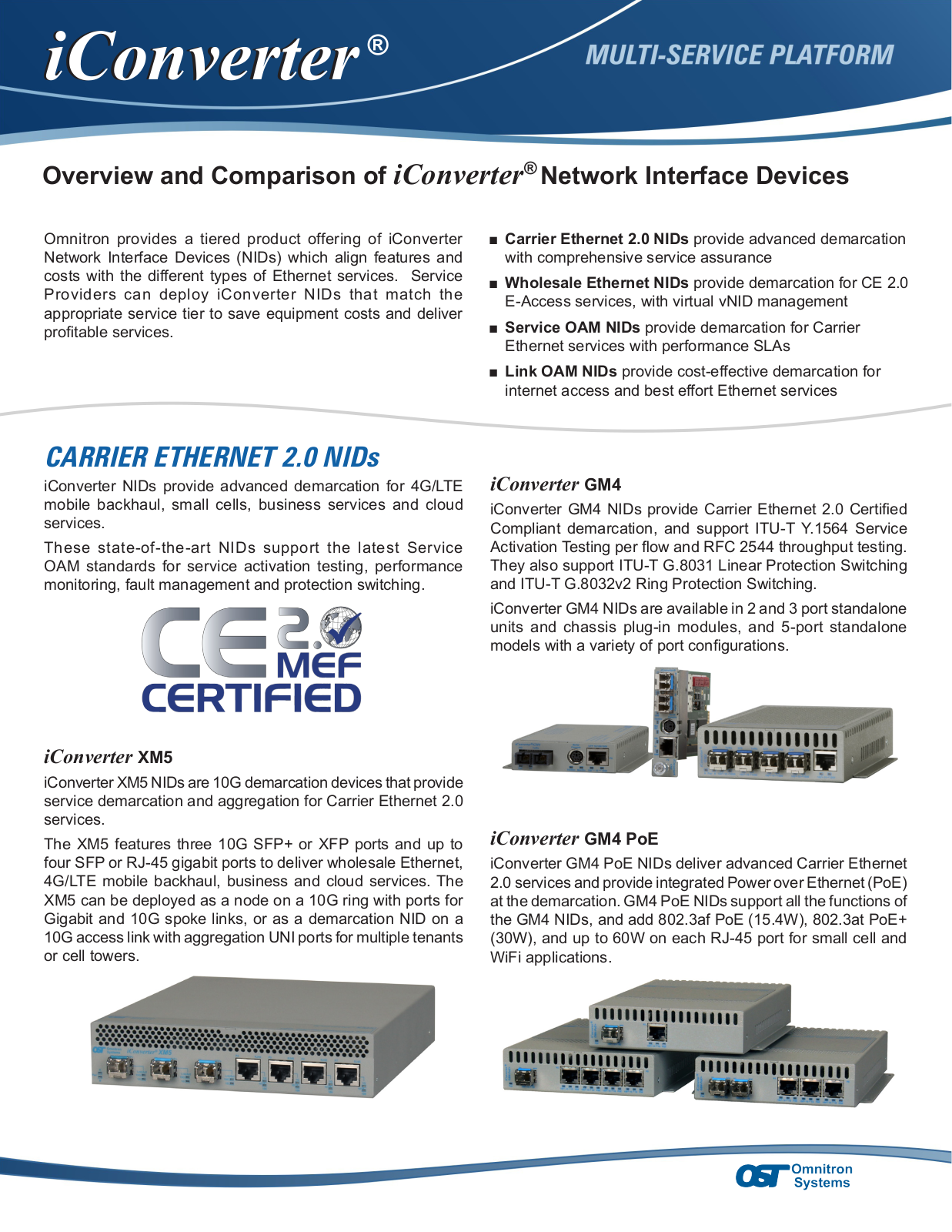 Omnitron Systems Technology iConverter NID Overview User Manual