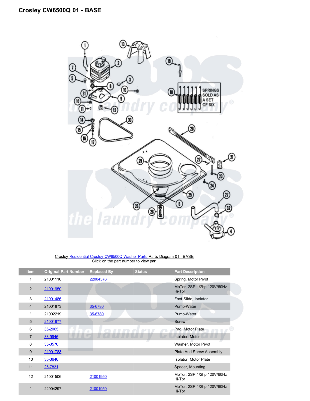 Crosley CW6500Q Parts Diagram