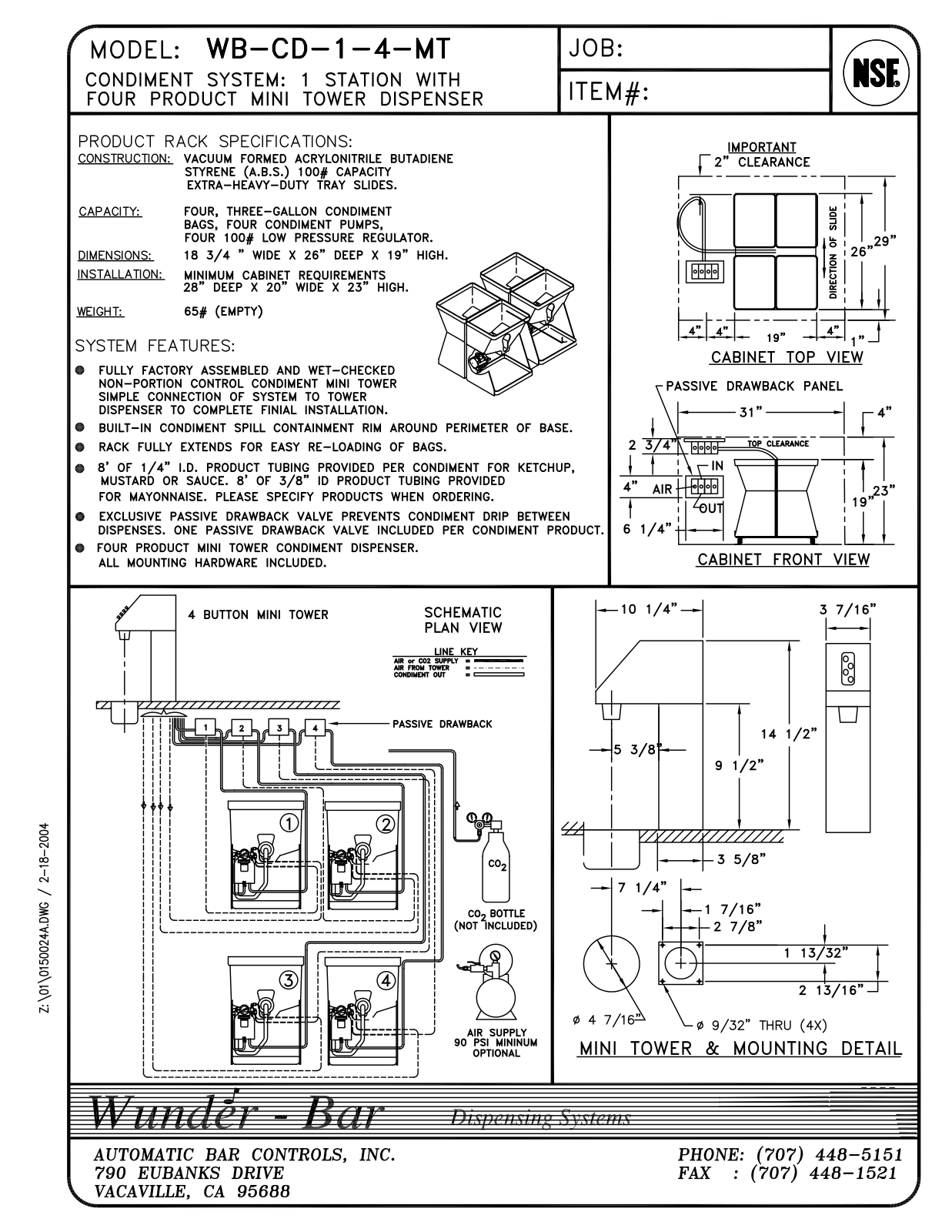 Wunder Bar WB-CD-1-4-MT User Manual