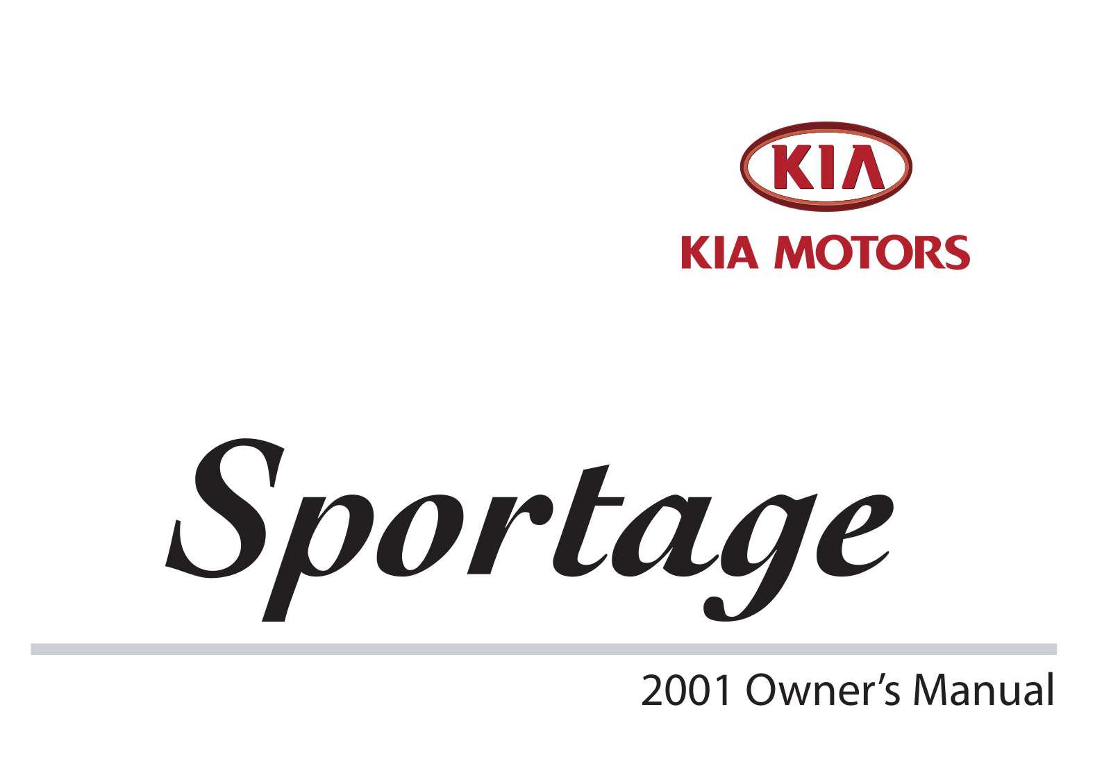 Kia SPORTAGE 2001 Owner Manual