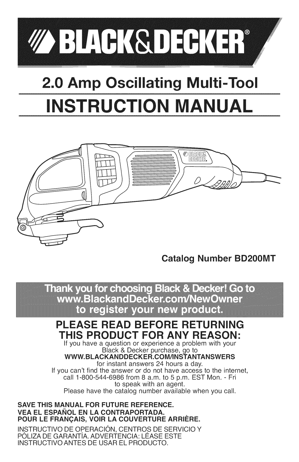 Black & Decker BD200MTB TYPE1 Owner’s Manual