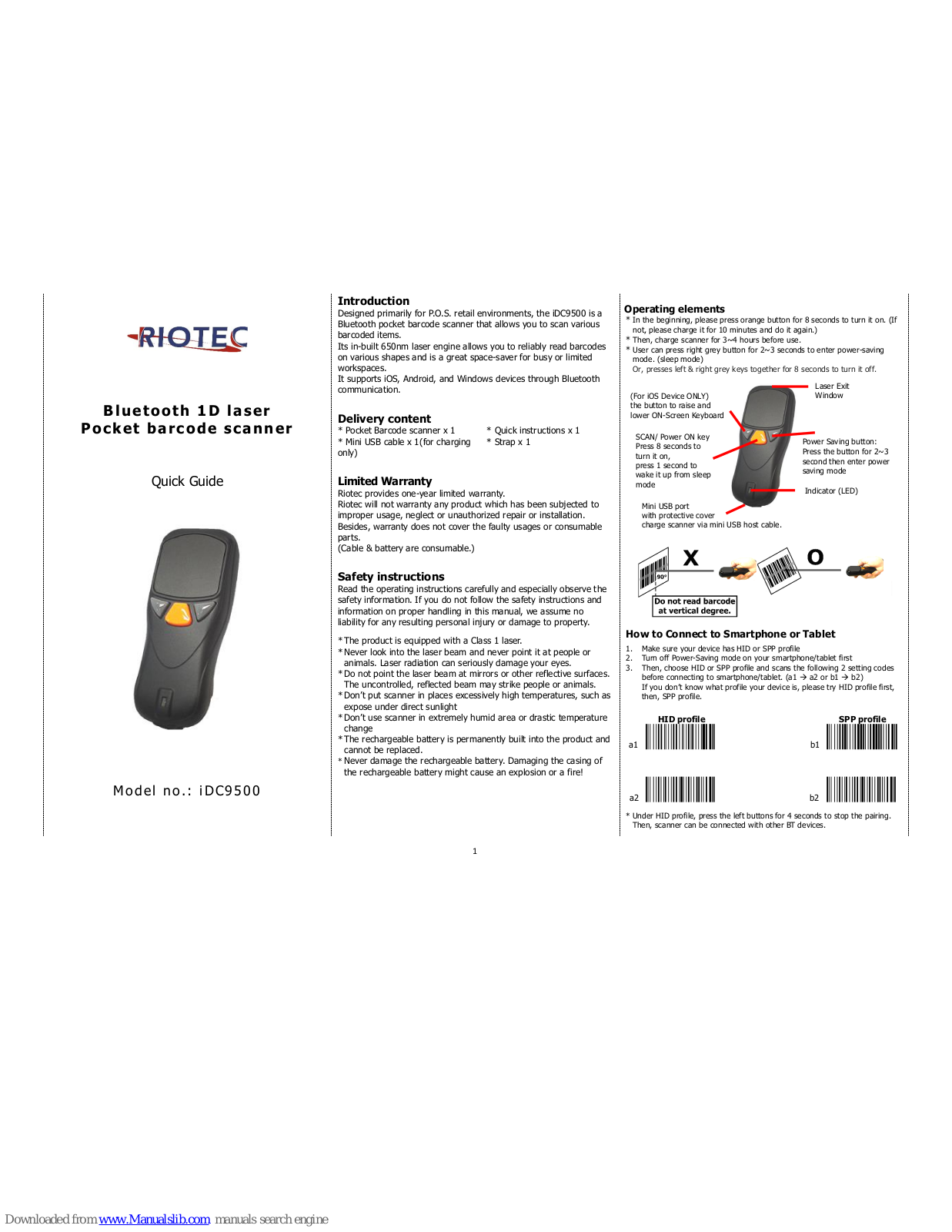 RIOTEC iDC9500 Quick Manual