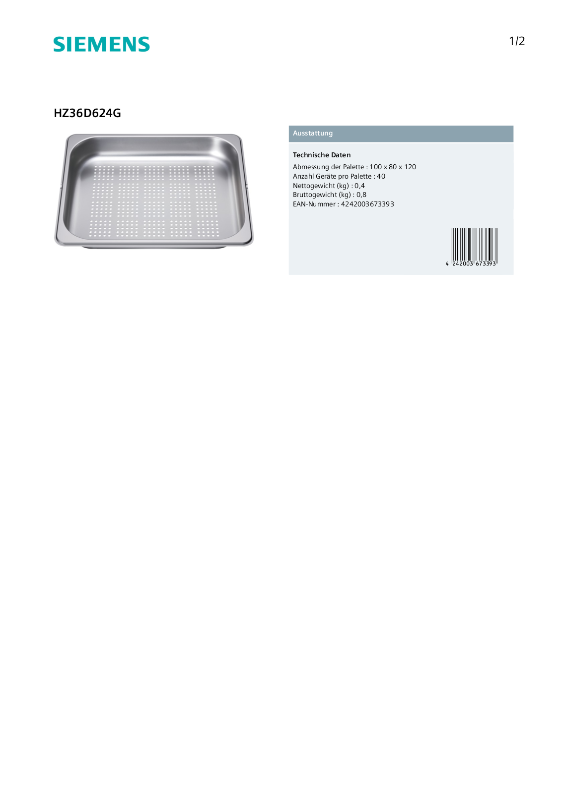 Siemens HZ36D624G User Manual