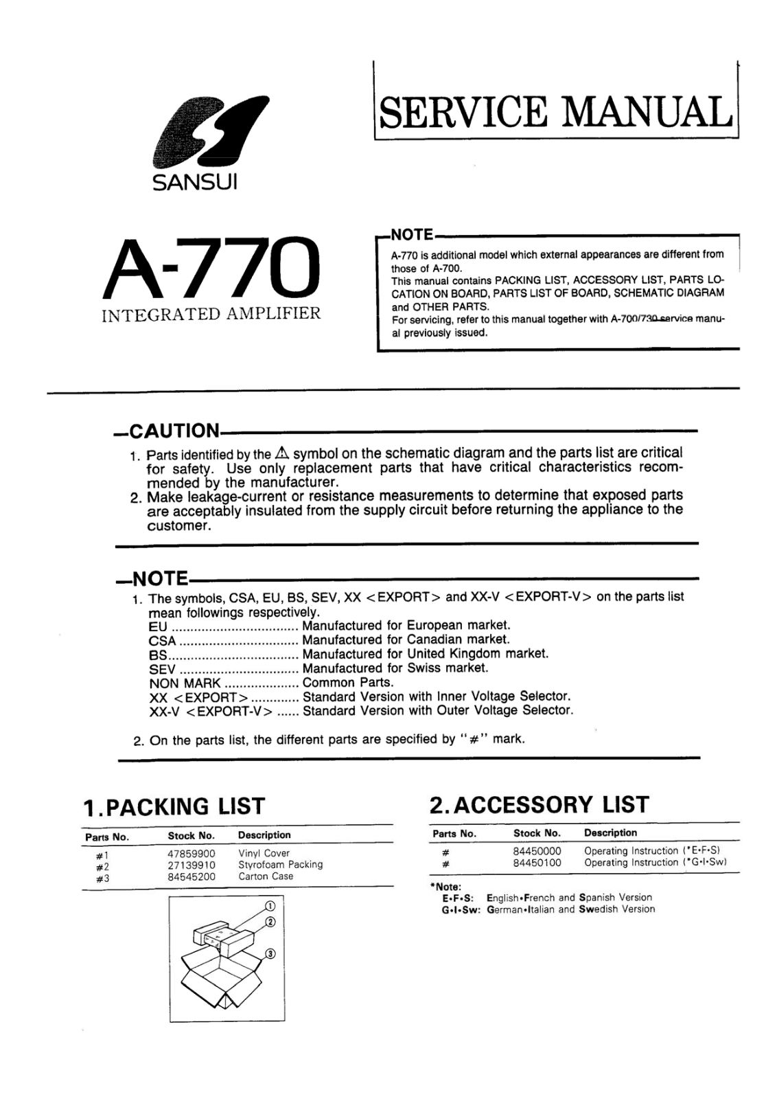 Sansui A-770 Service Manual