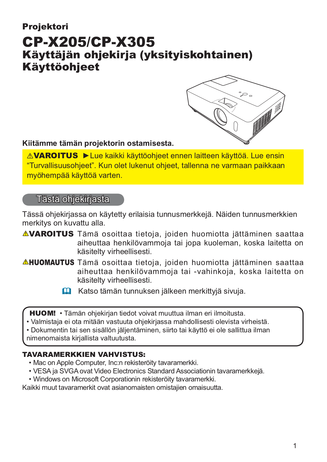 Hitachi CP-X205WF, CP-X305EF User Manual