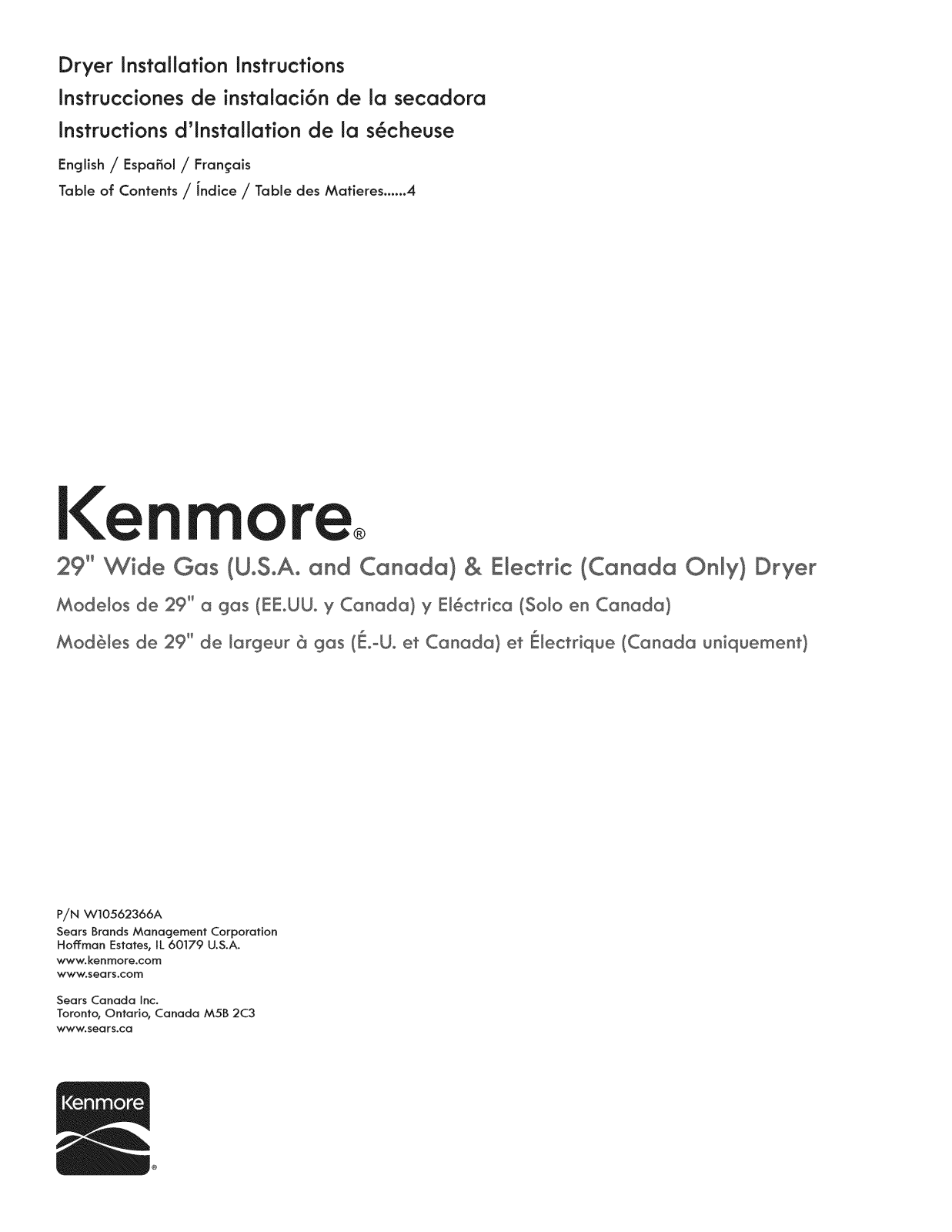 Kenmore 11070102311, 11070102312, 11072102310, 11072332510, 11072342510 Installation Guide - ManualMachine.com