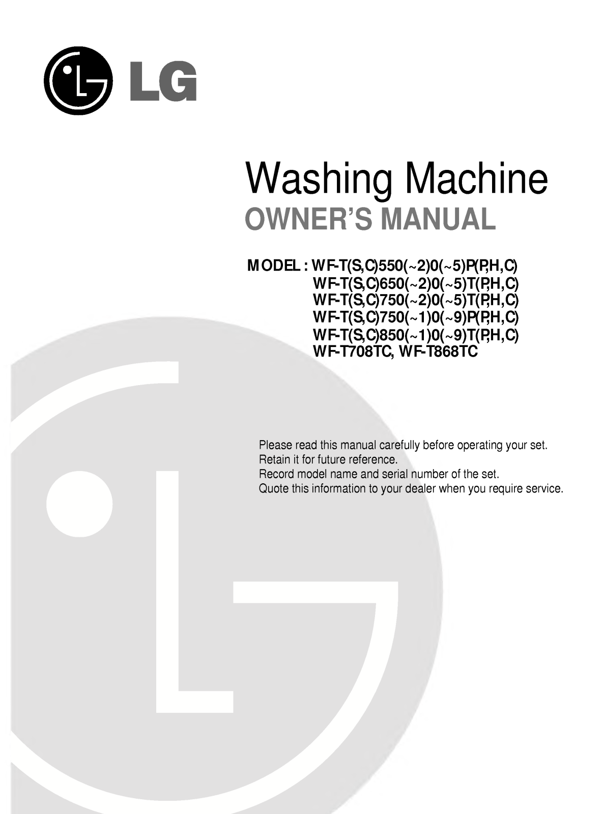 LG WF-T900TS, WF-T6514TC User Manual