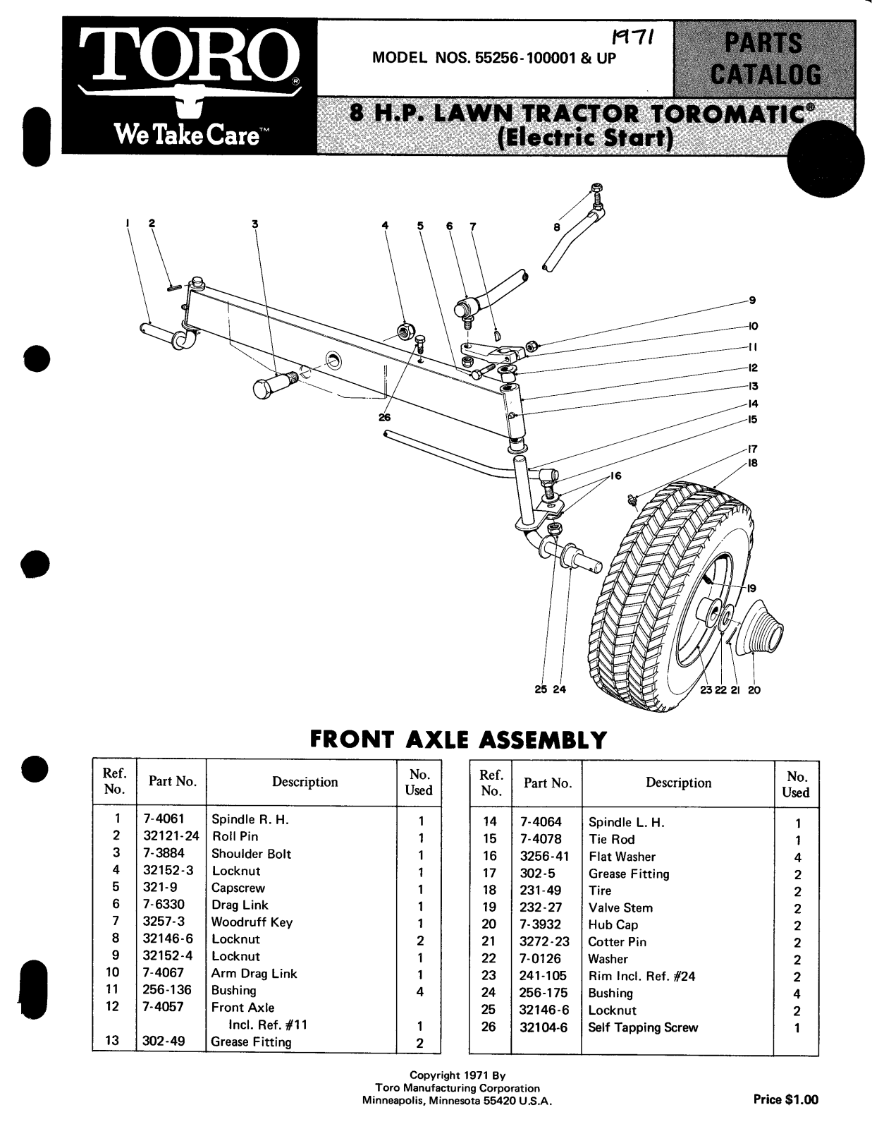 Toro 55256 Parts Catalogue