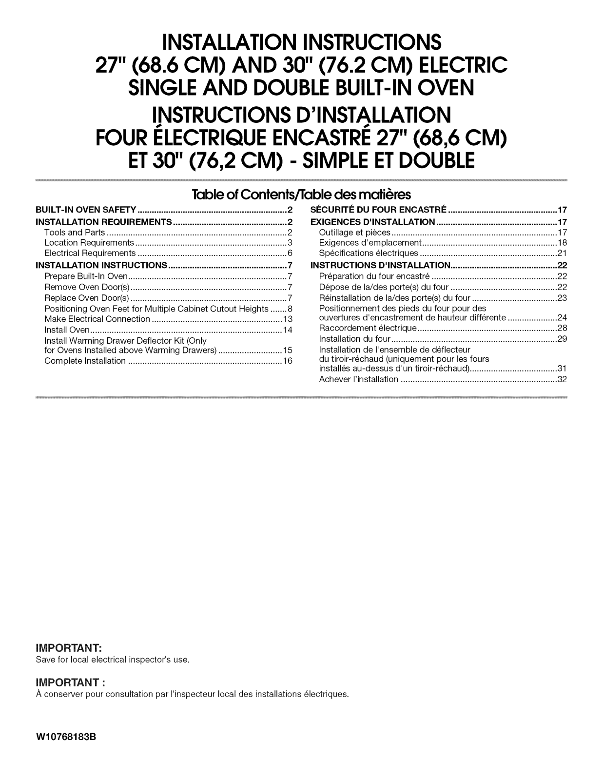 Jenn-Air JJW2427DB00, JJW2427DS00, JJW2427DS01, JJW2430DB00, JJW2430DB01 Installation Guide