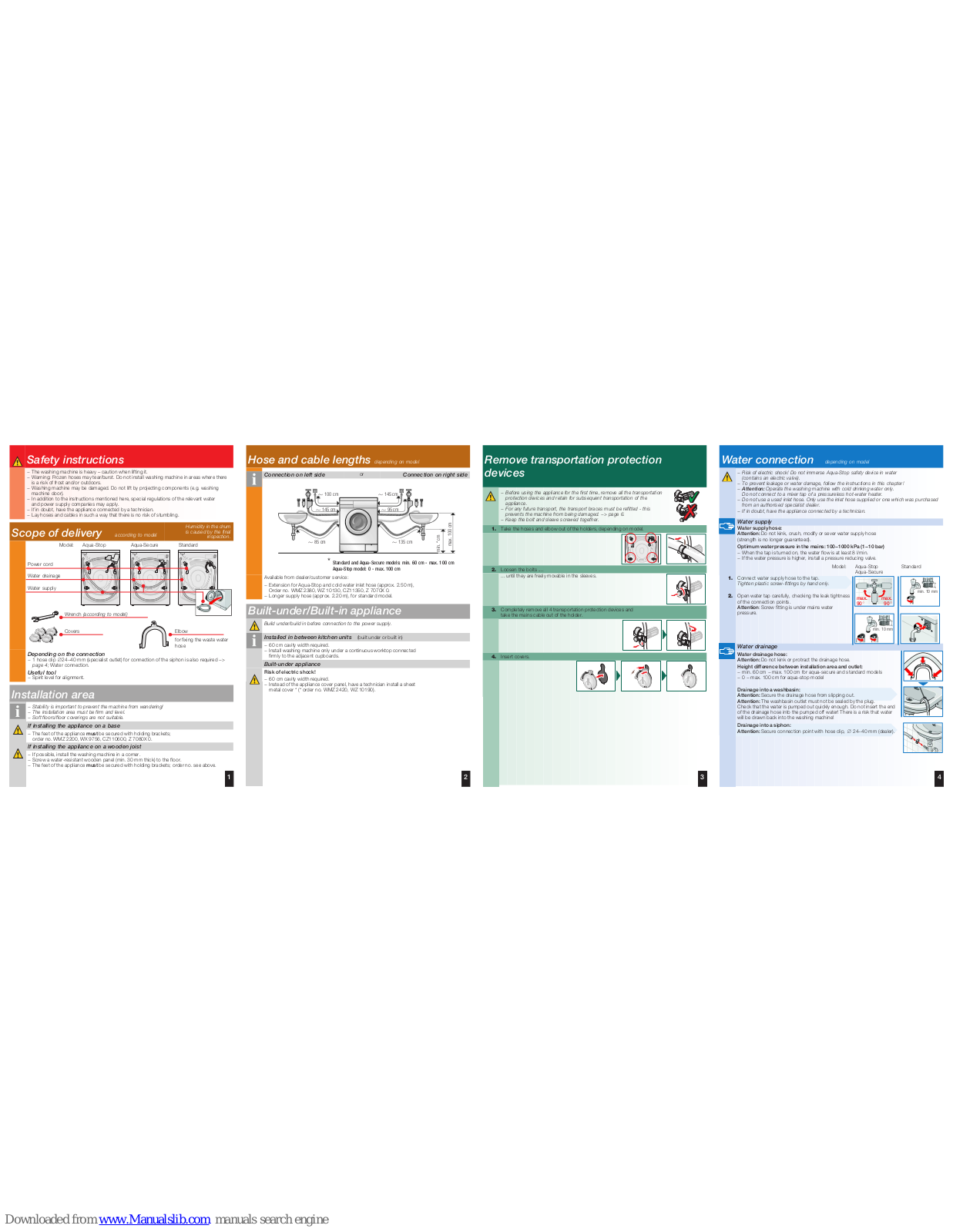 Siemens WM08E261TH,WM09E361HK,WM08E360HK,WM08E361HK,WM09E360HK Installation Instructions Manual