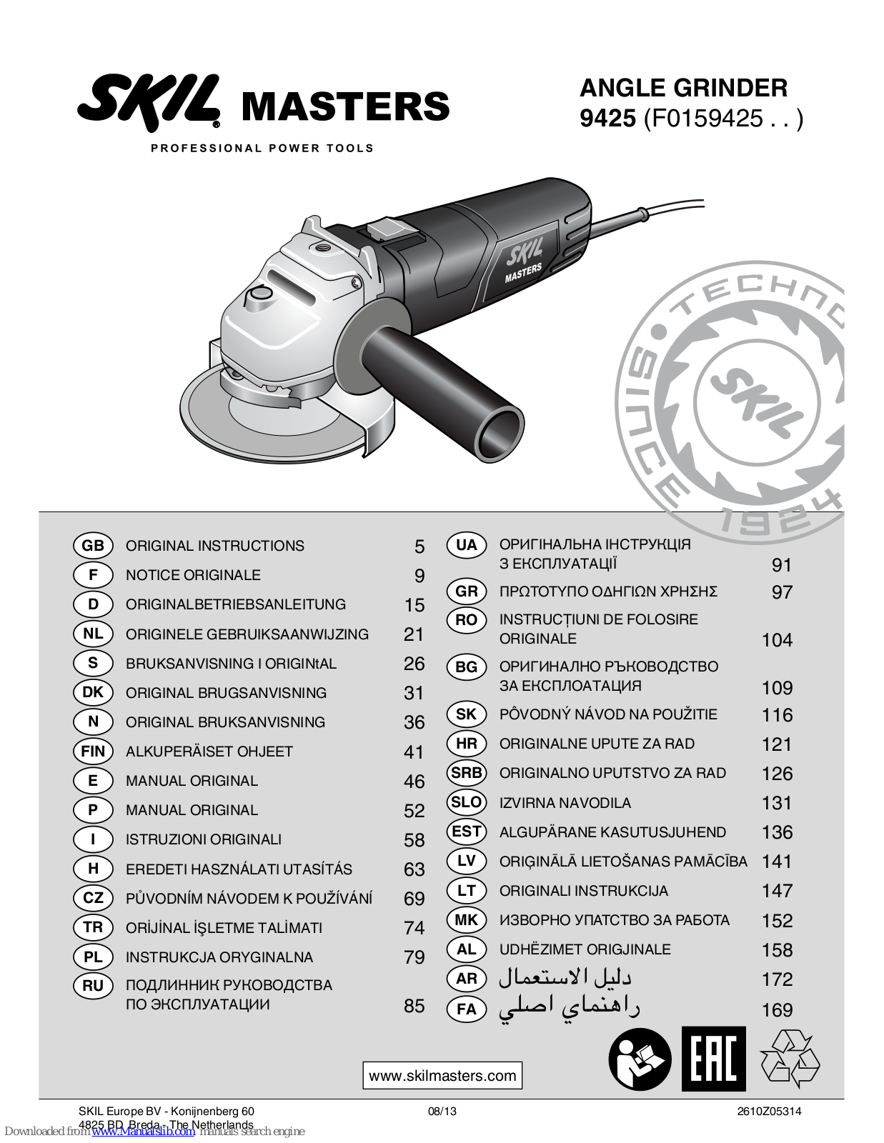 Skil 9425, 9345, F0159345 Series, 9005, F0159030 Series Original Instructions Manual