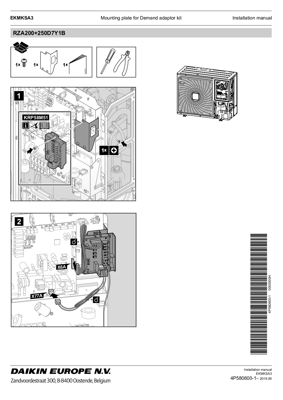 Daikin EKMKSA3 Installation manuals