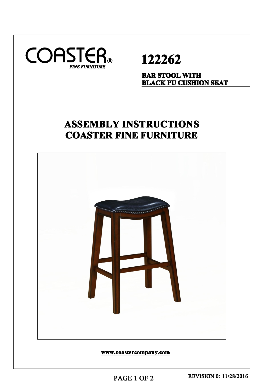 Coaster 122262 Assembly Guide