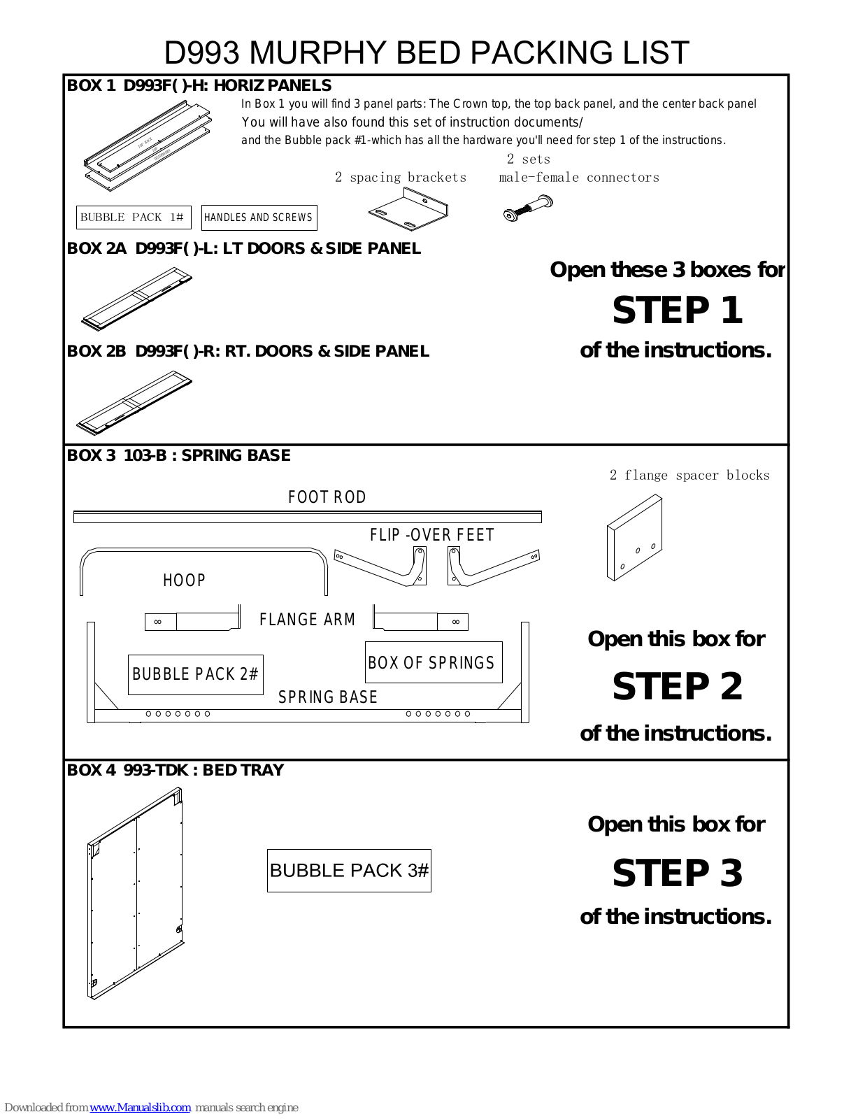 Wallbed Gallery D933 Assembly Manual