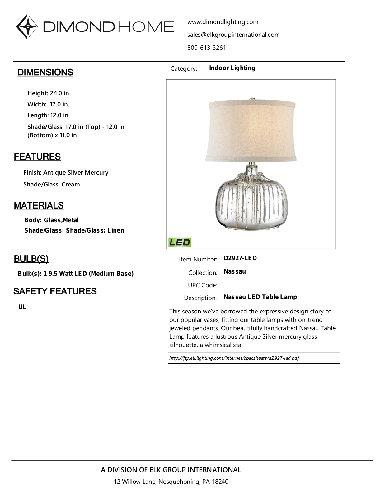 ELK Home D2927LED User Manual