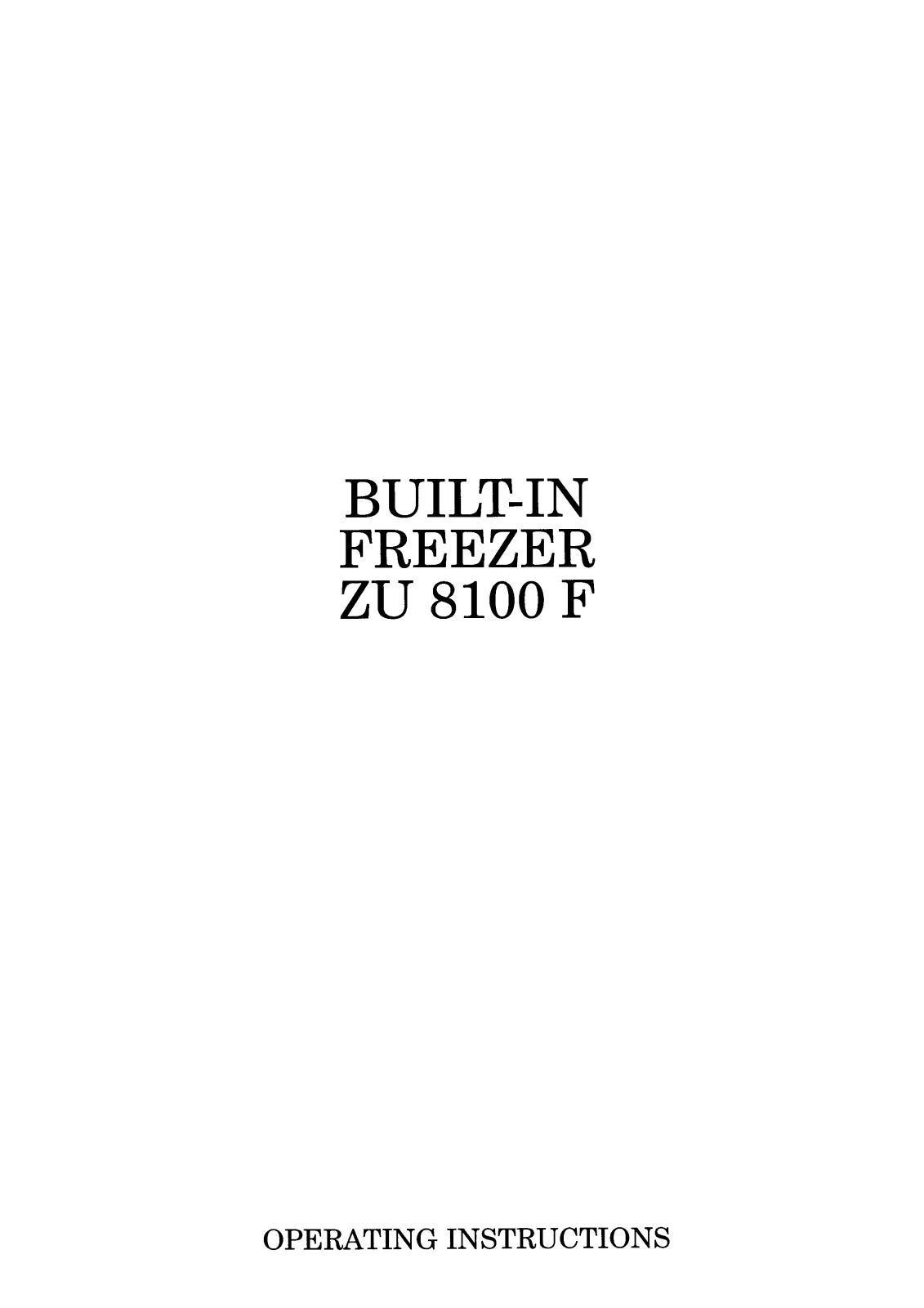 Zanussi ZU 8100 F User Manual