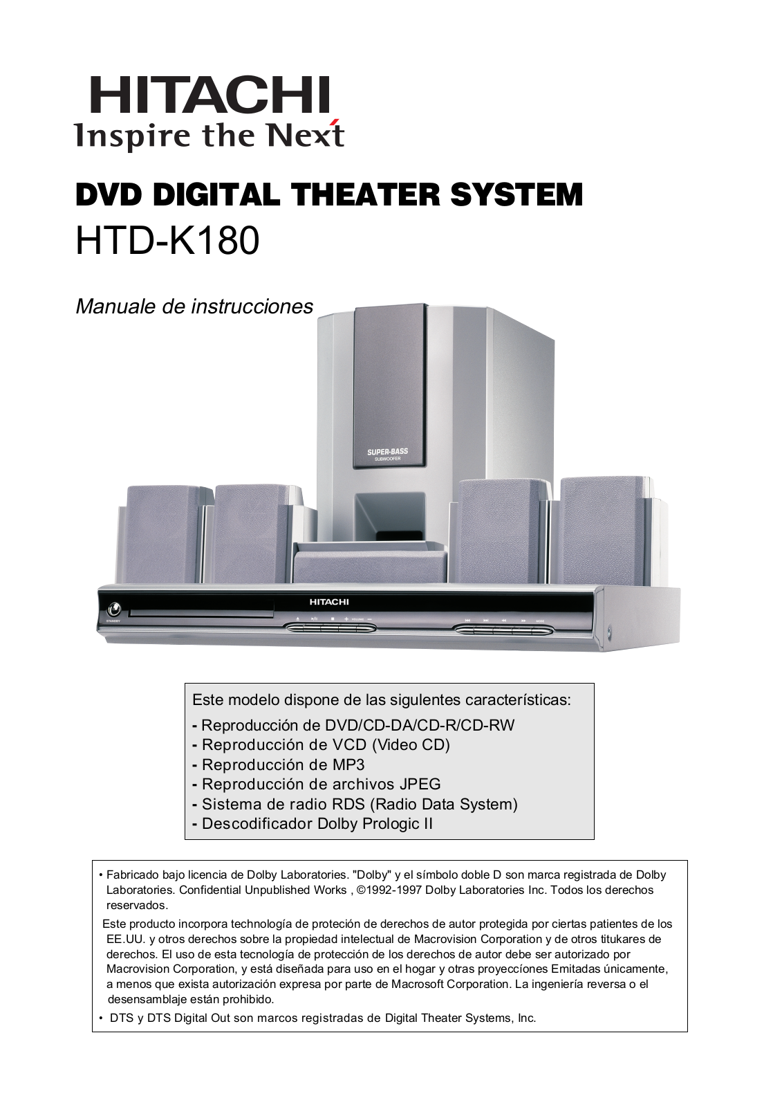 Hitachi HTD-K180 Instruction Manual