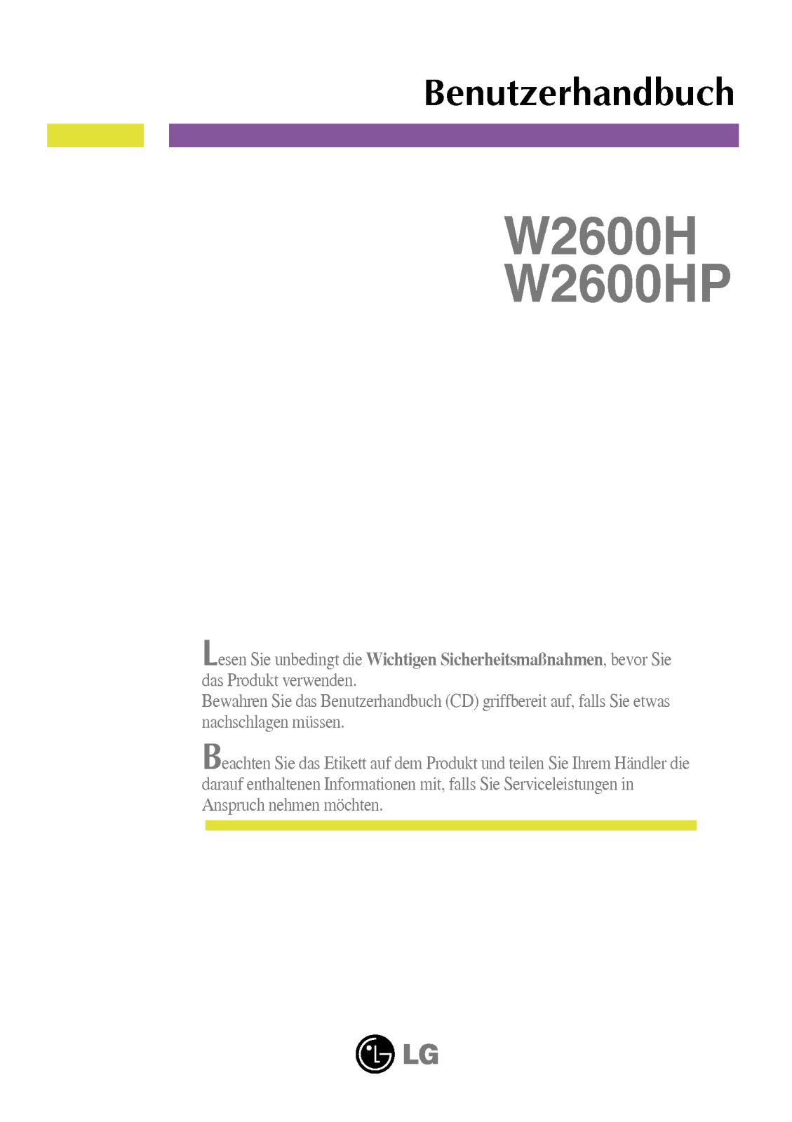 Lg W2600H, W2600HP User Manual