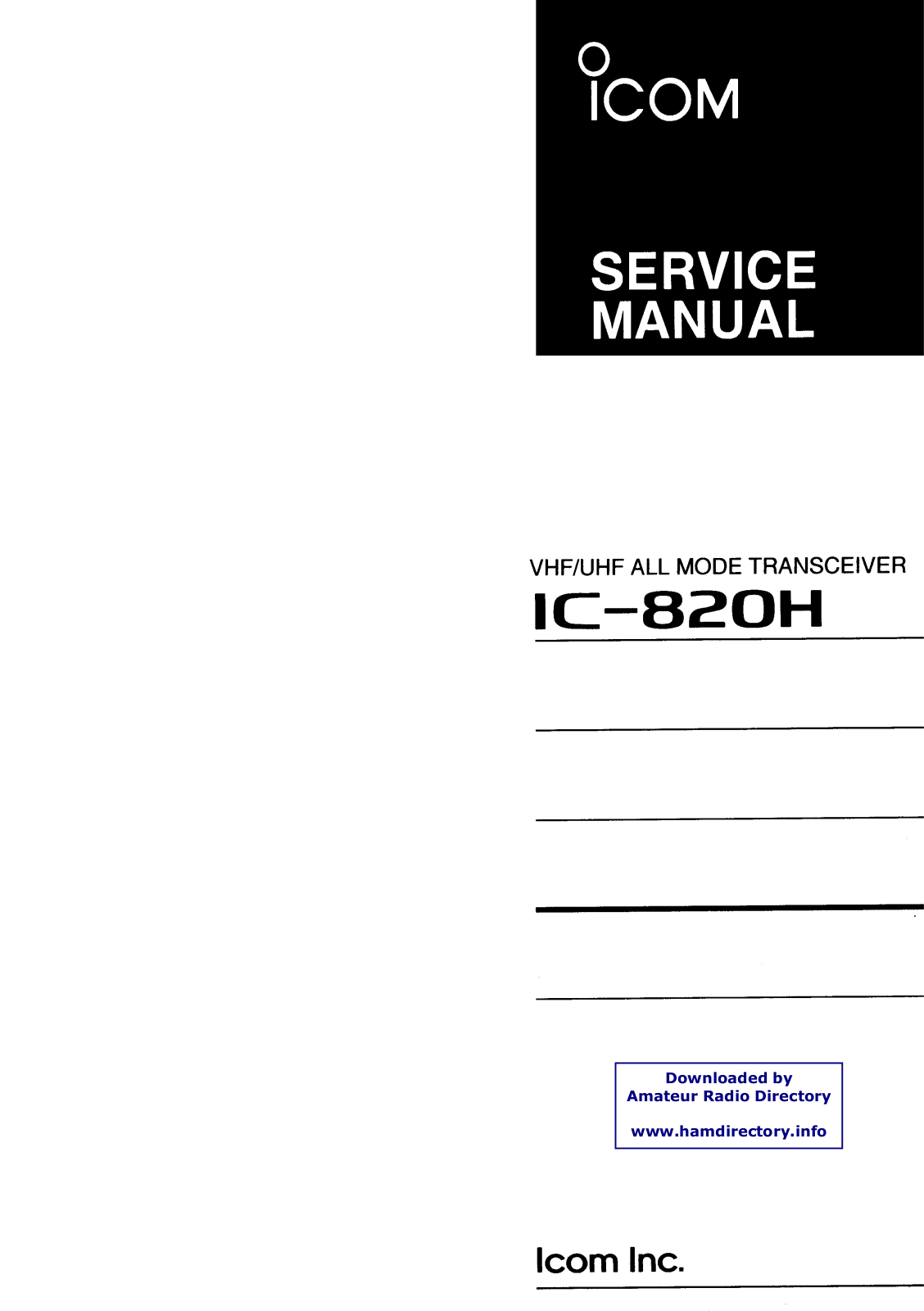 Icom IC820HCKR, IC820H User Manual