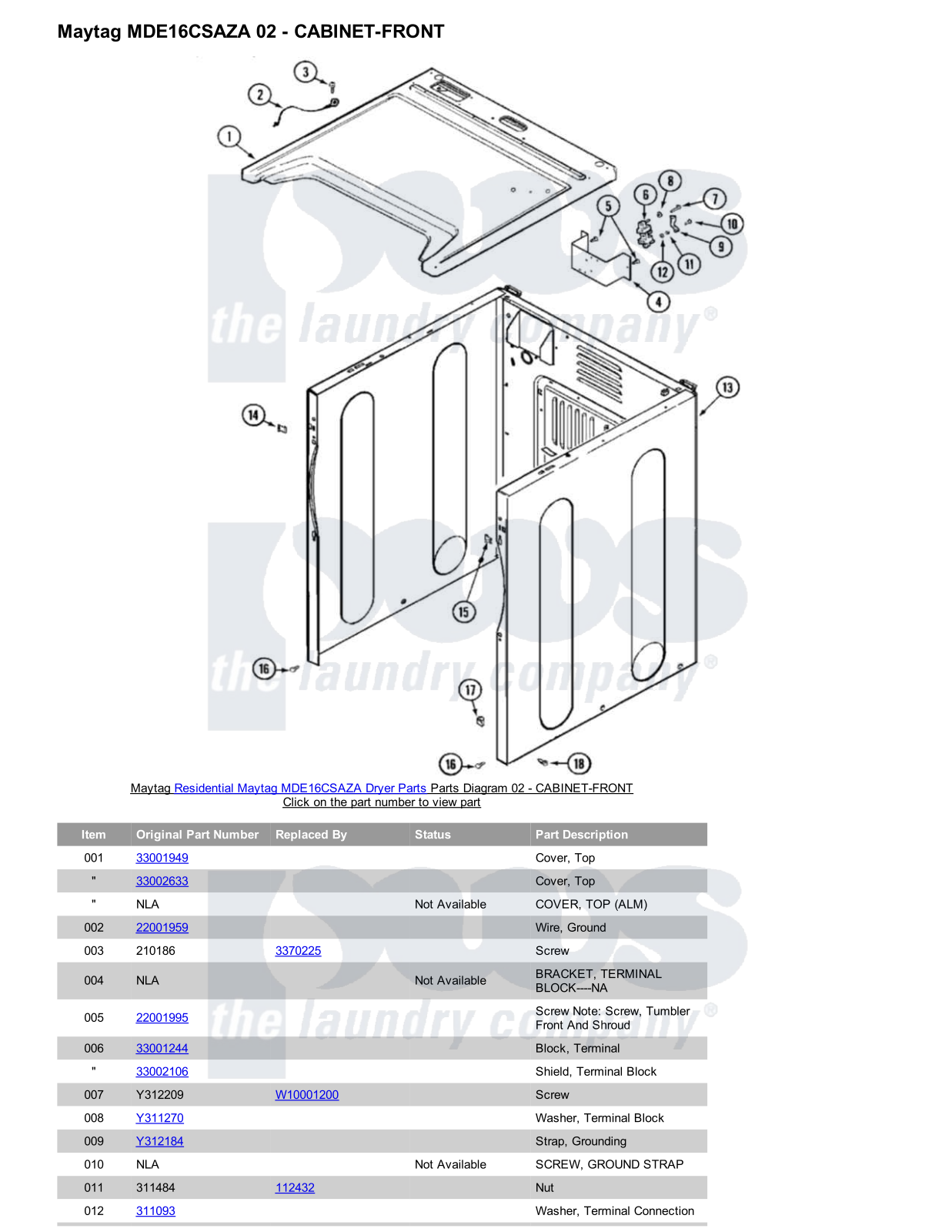 Maytag MDE16CSAZA Parts Diagram