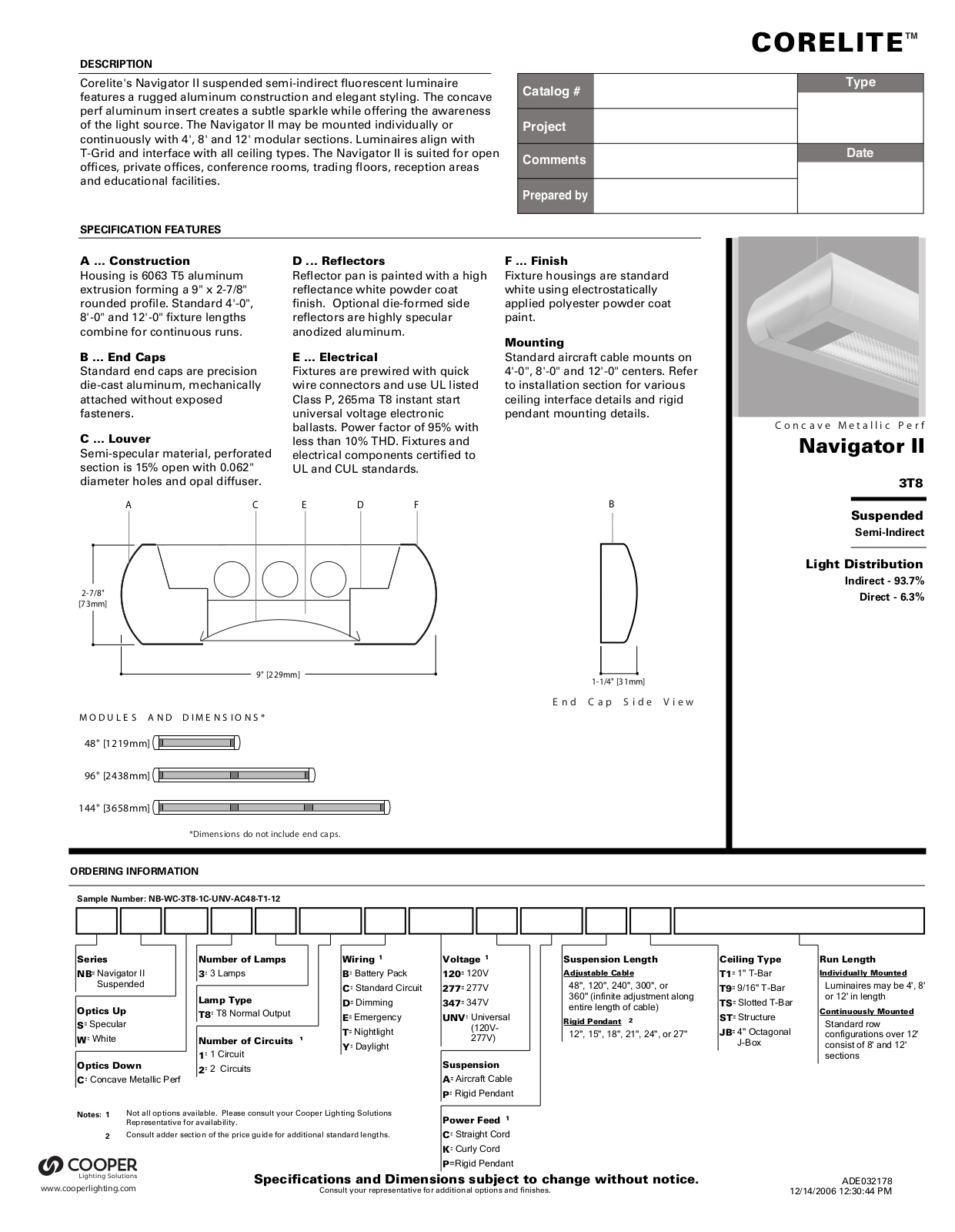 Cooper Lighting Solutions Navigator II Specifications