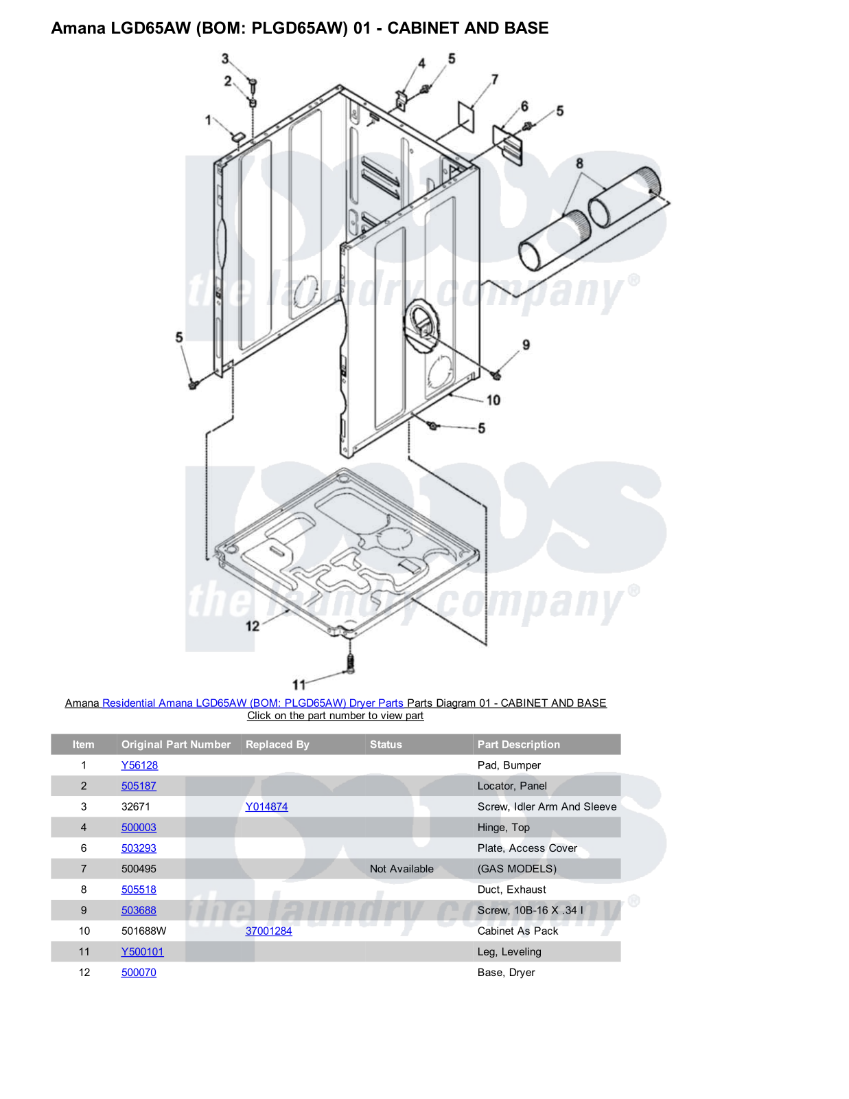 Amana LGD65AW Parts Diagram