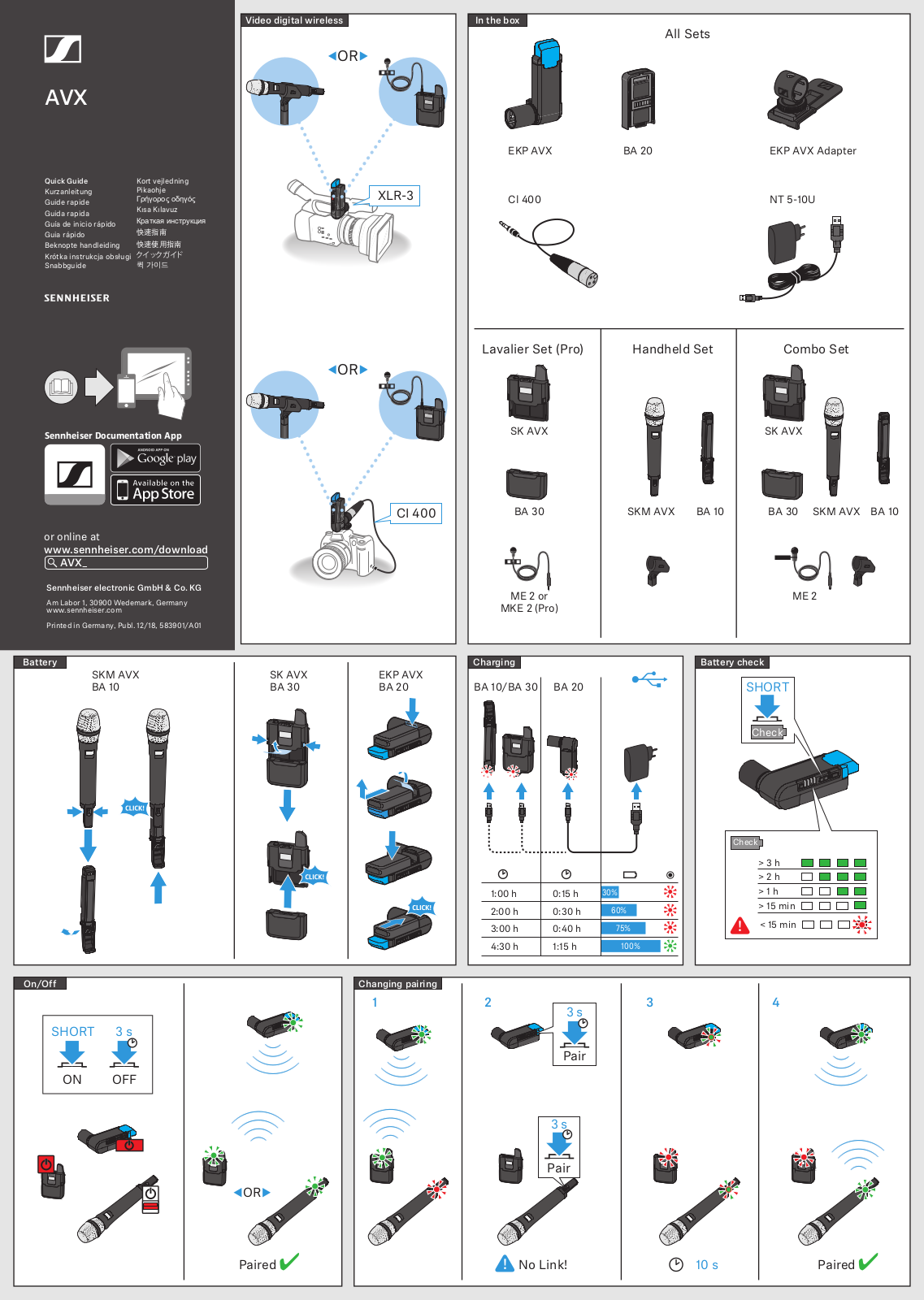 Sennheiser AVX-Combo SET, SKM AVX-4 W/O CAPSULE, SKM AVX-835S-4, SK AVX Quick Start Guide - ManualMachine.com