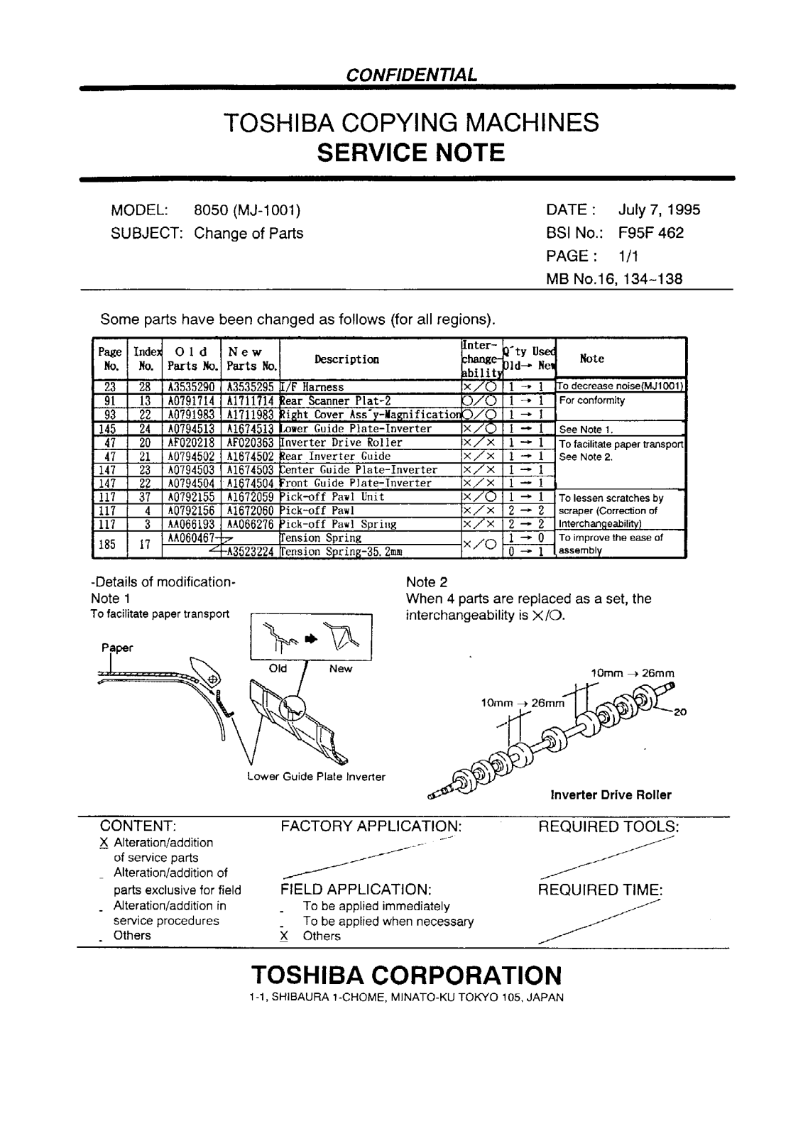 Toshiba f95f462 Service Note