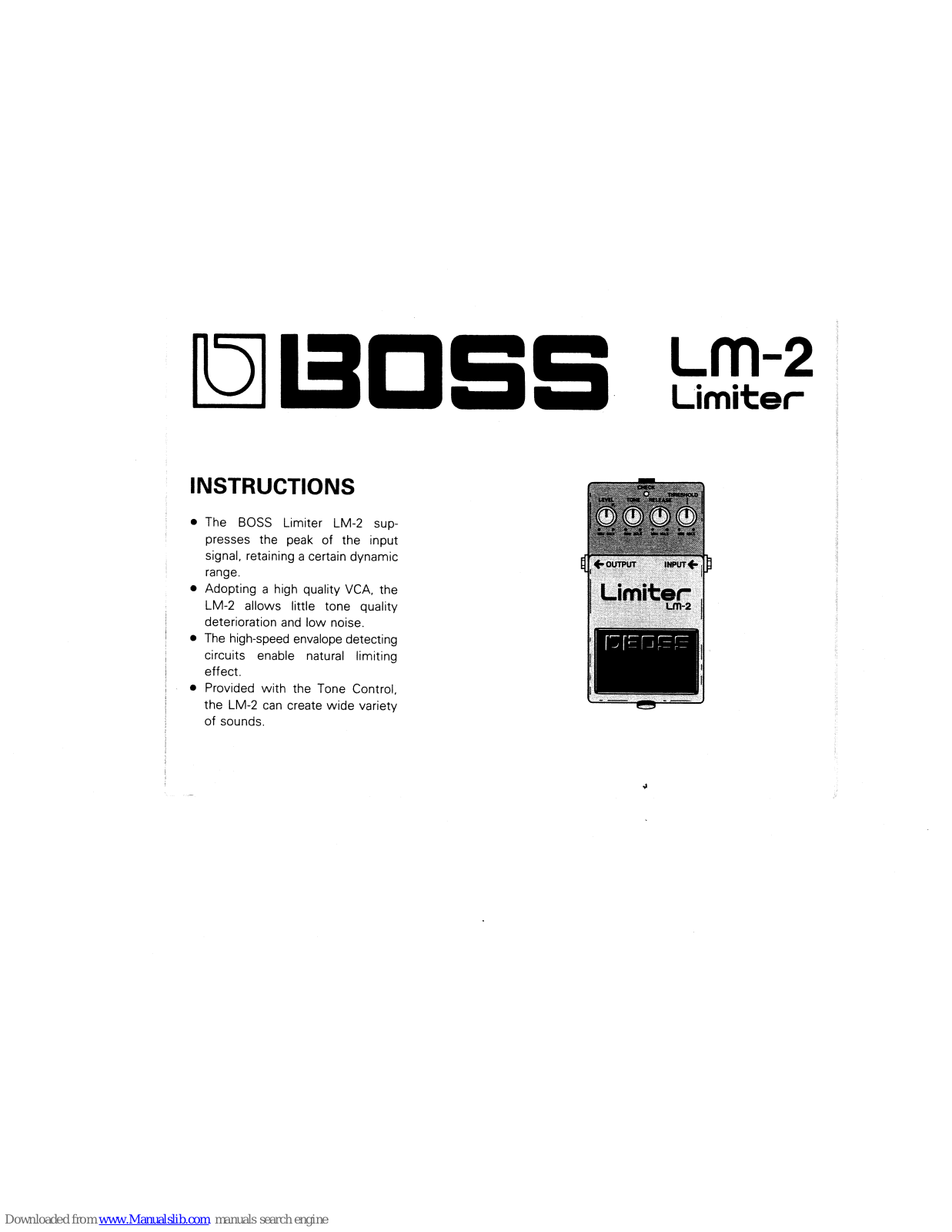 Boss LM-2 Limiter Owner's Manual