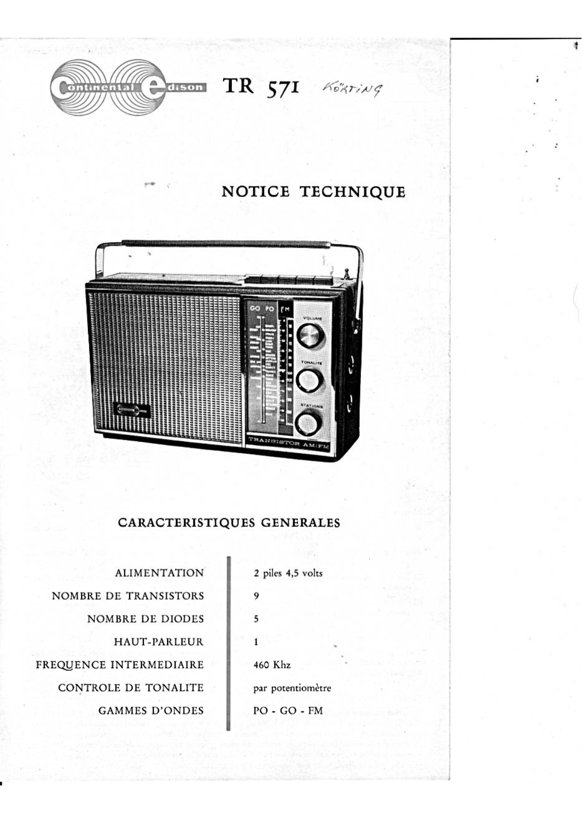 Continental Edison TR-571 Schematic