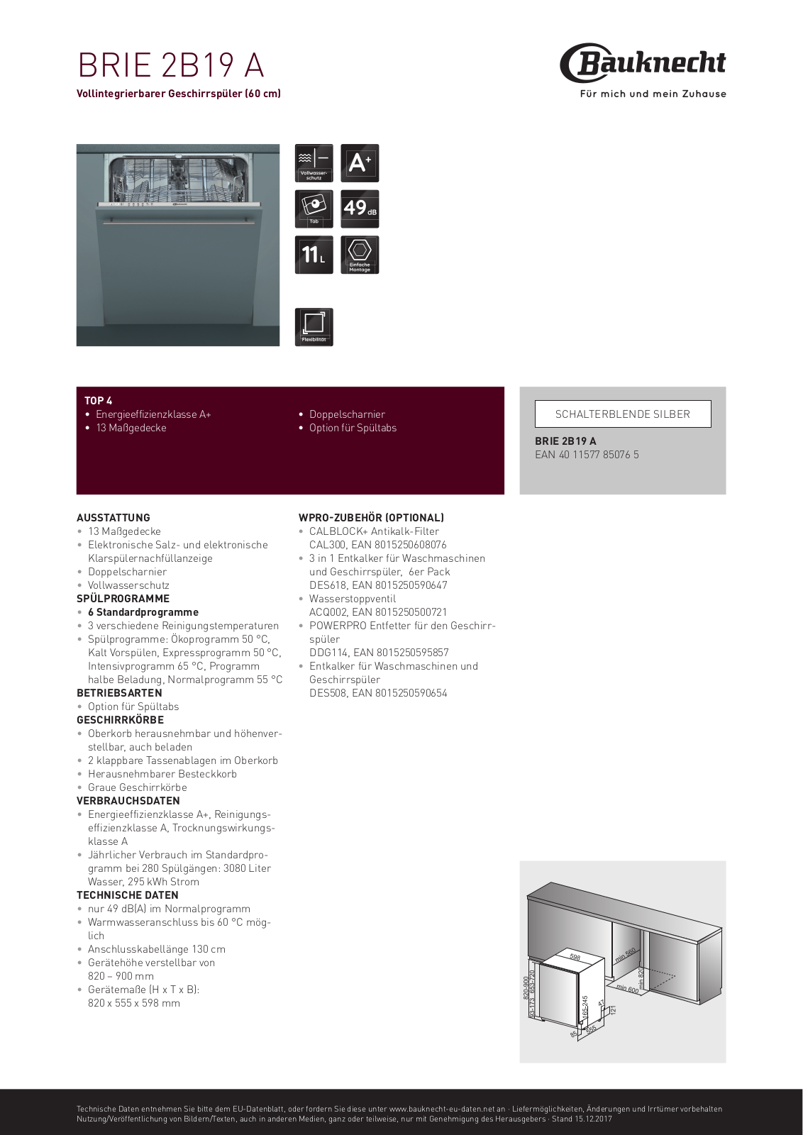 Bauknecht BRIE 2B19A User Manual