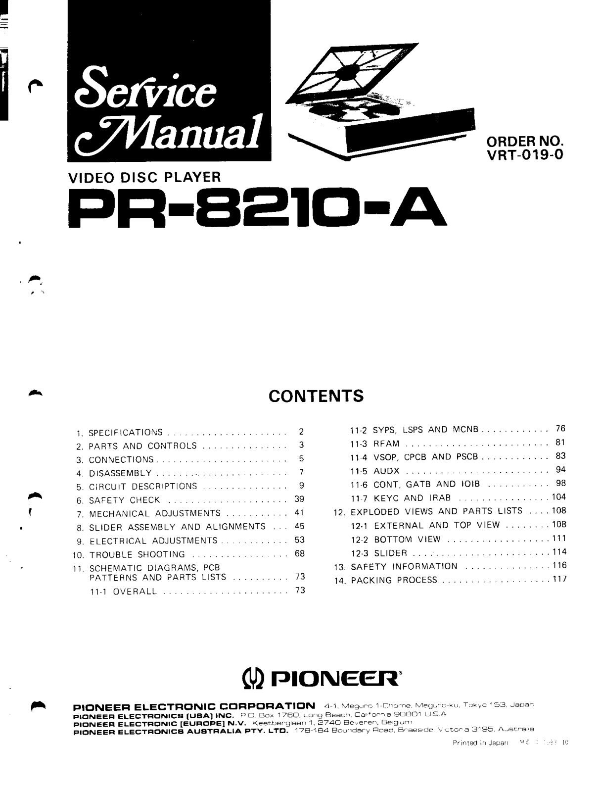 Pioneer PR-8210-A User Manual