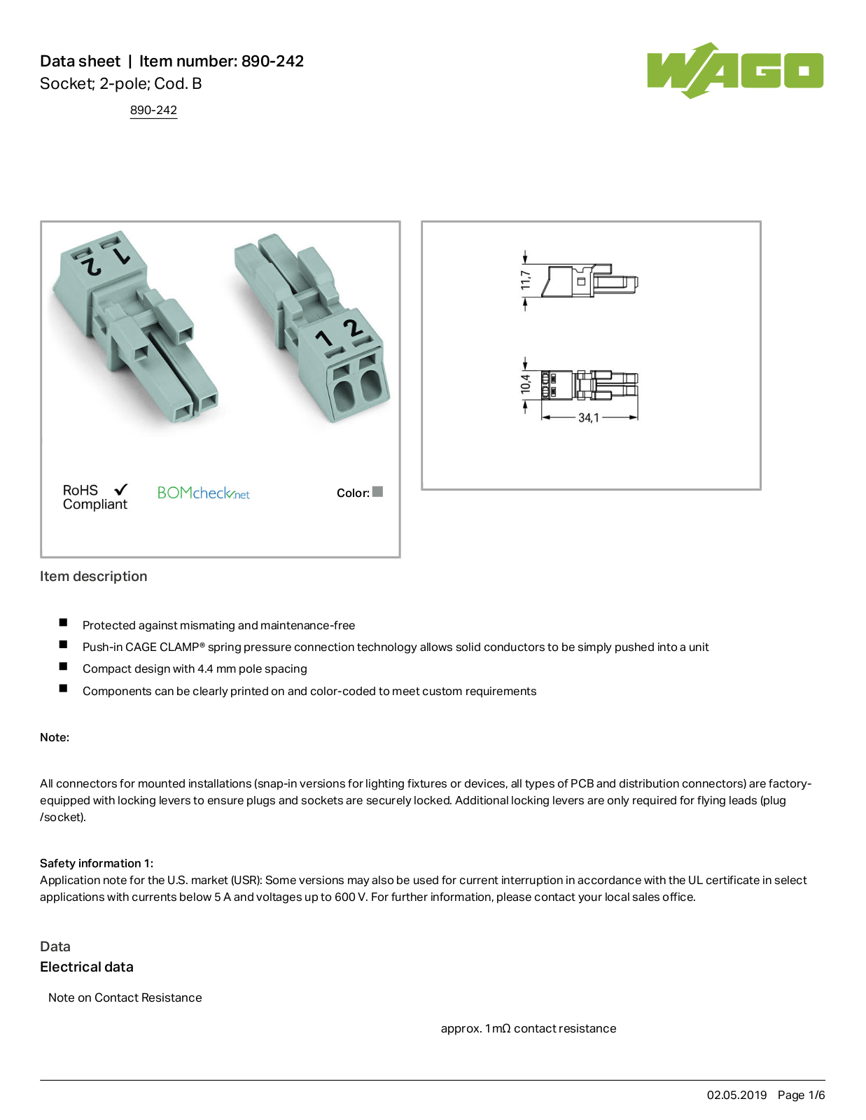 Wago 890-242 Data Sheet