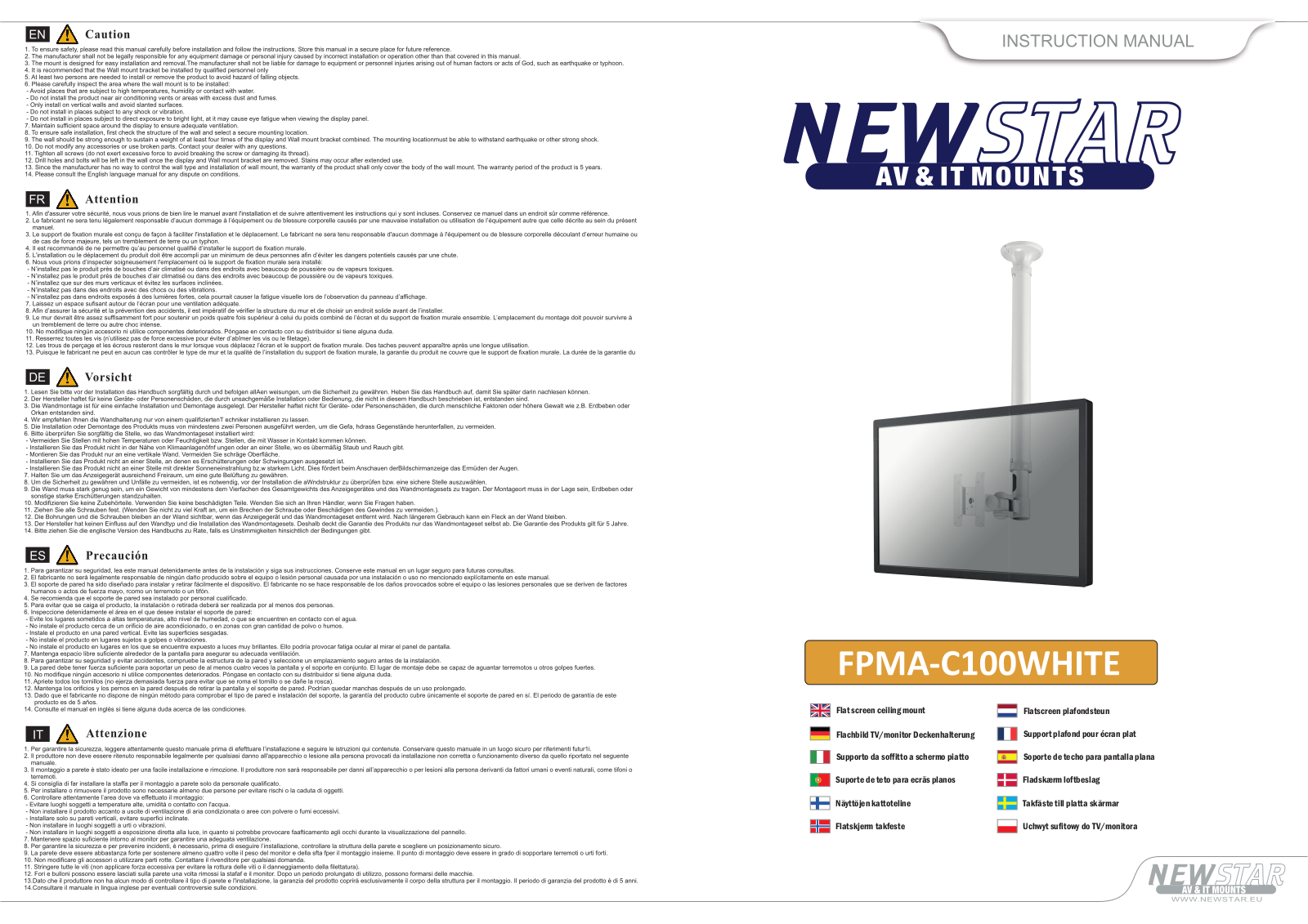 Newstar FPMA-C100WHITE User Manual