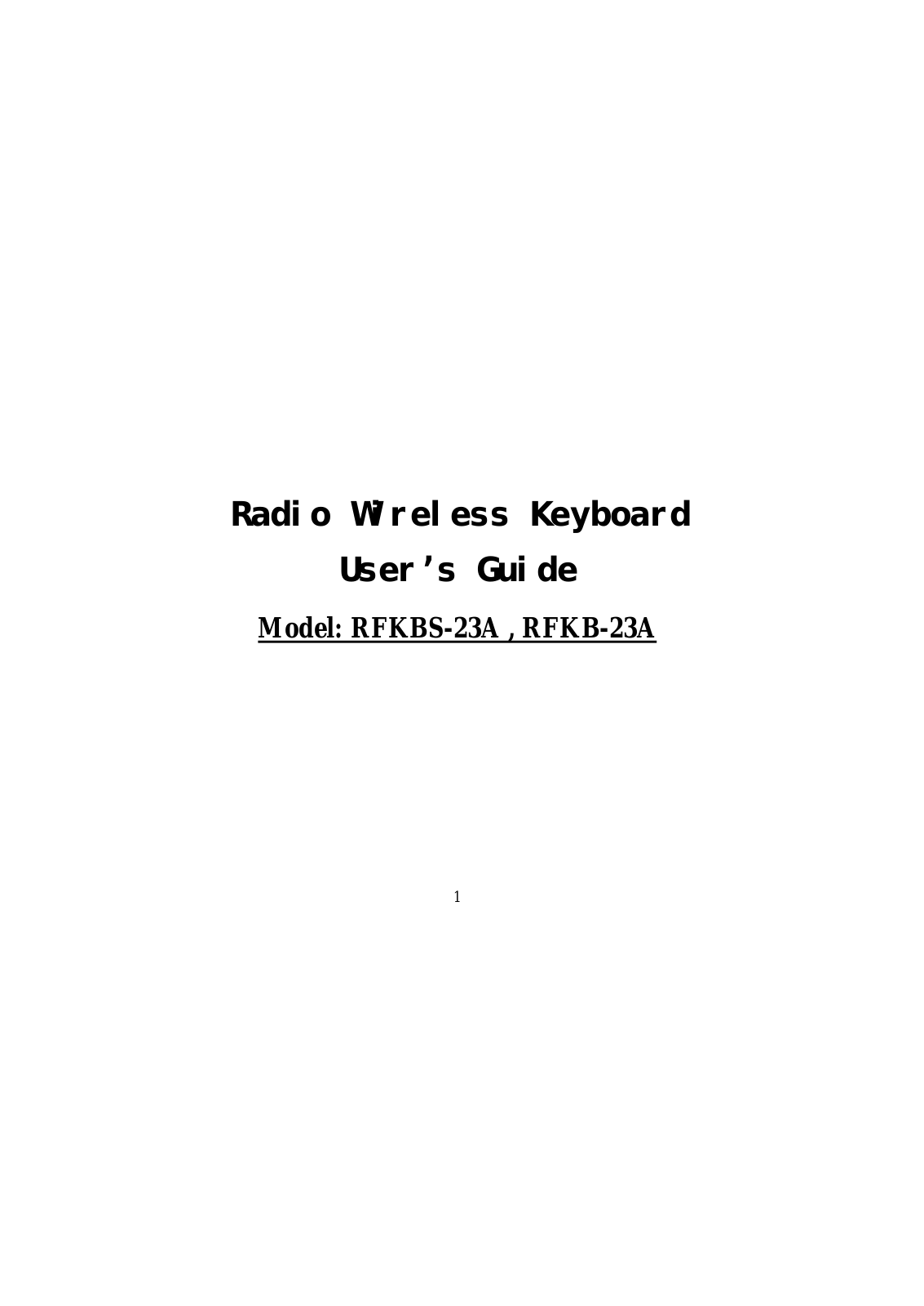 A4Tech RFKB23A User Manual