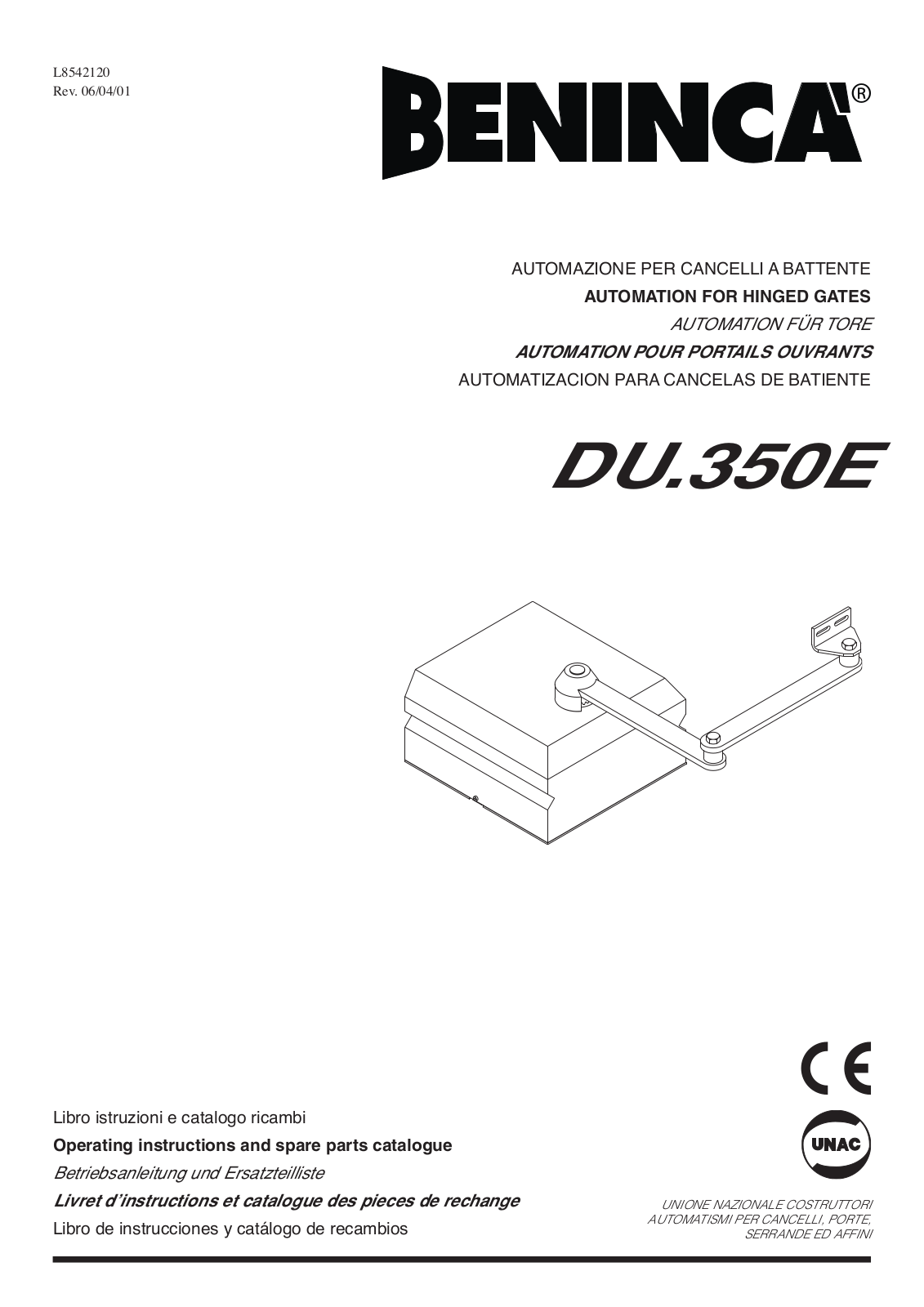 Beninca DU350E User Manual