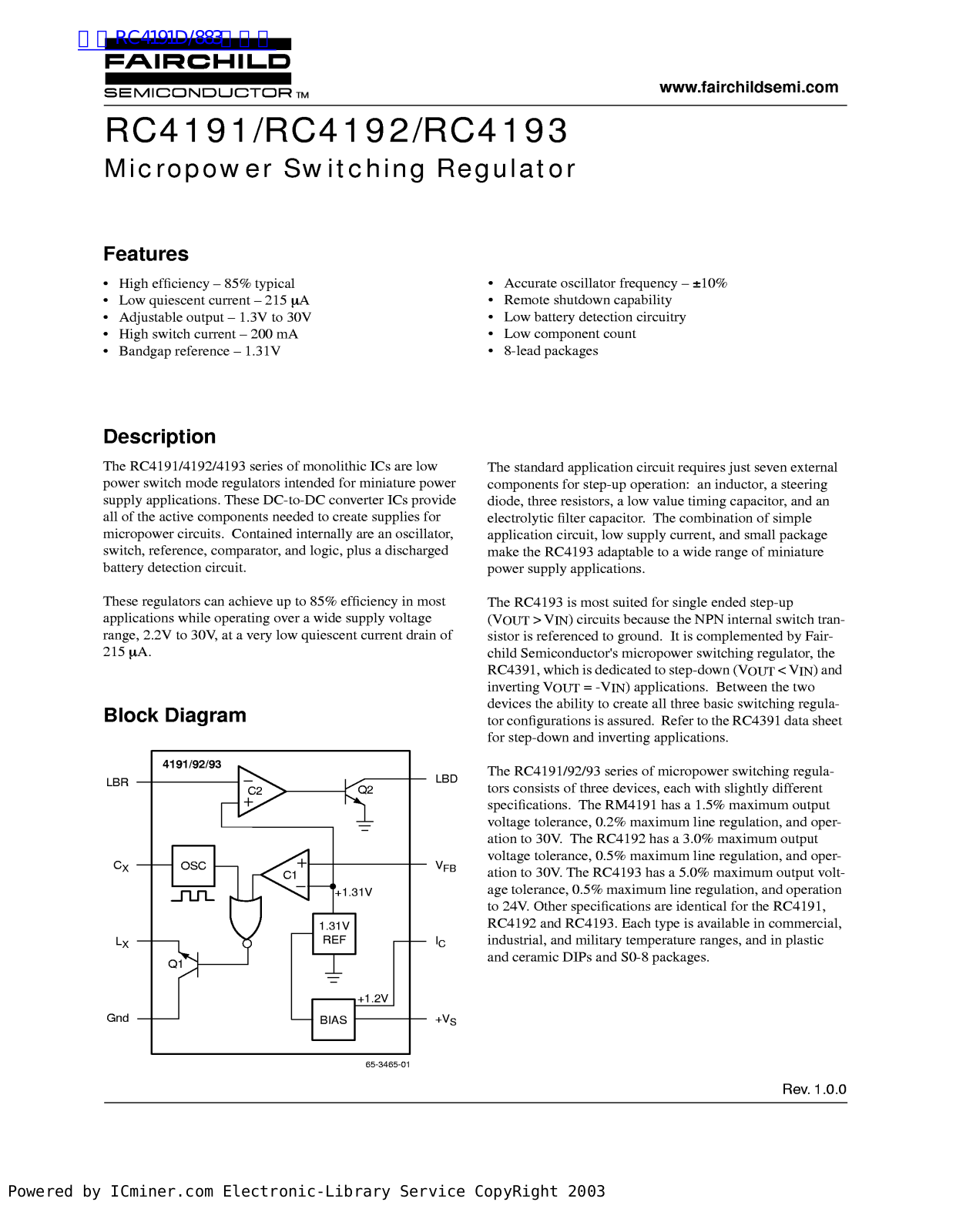 Fairchild RC4191, RC4192, RC4193 service manual