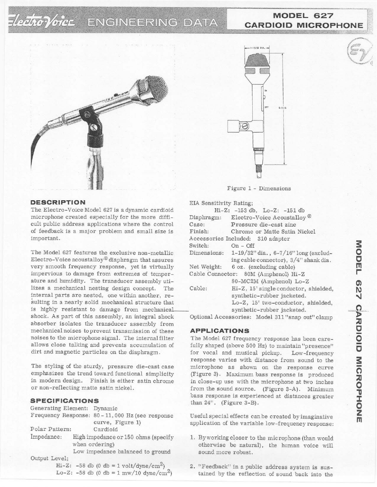 Electro-voice 627 DATASHEET