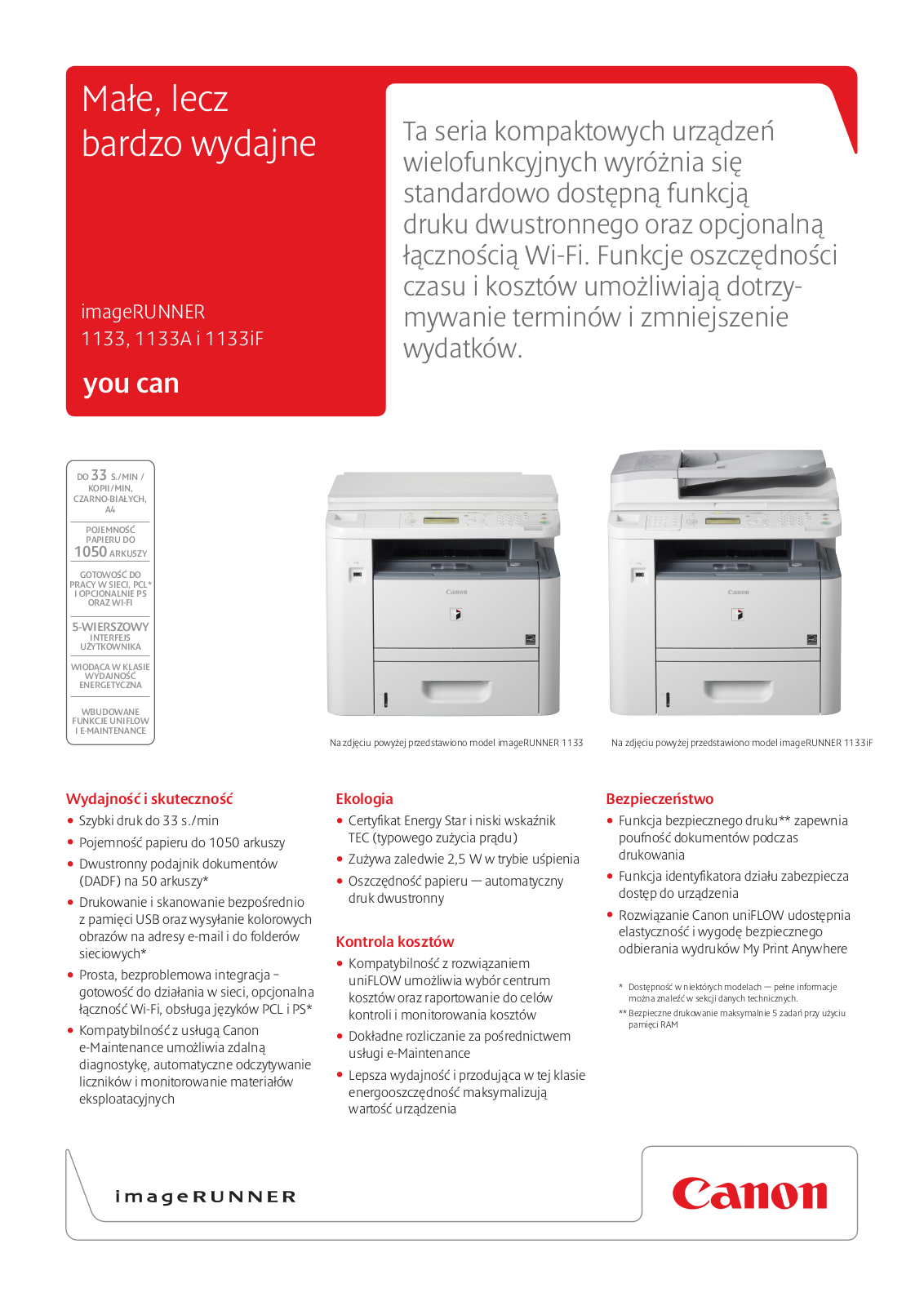 Canon imageRUNNER1133, imageRUNNER1133A, imageRUNNER1133iF BROCHURE