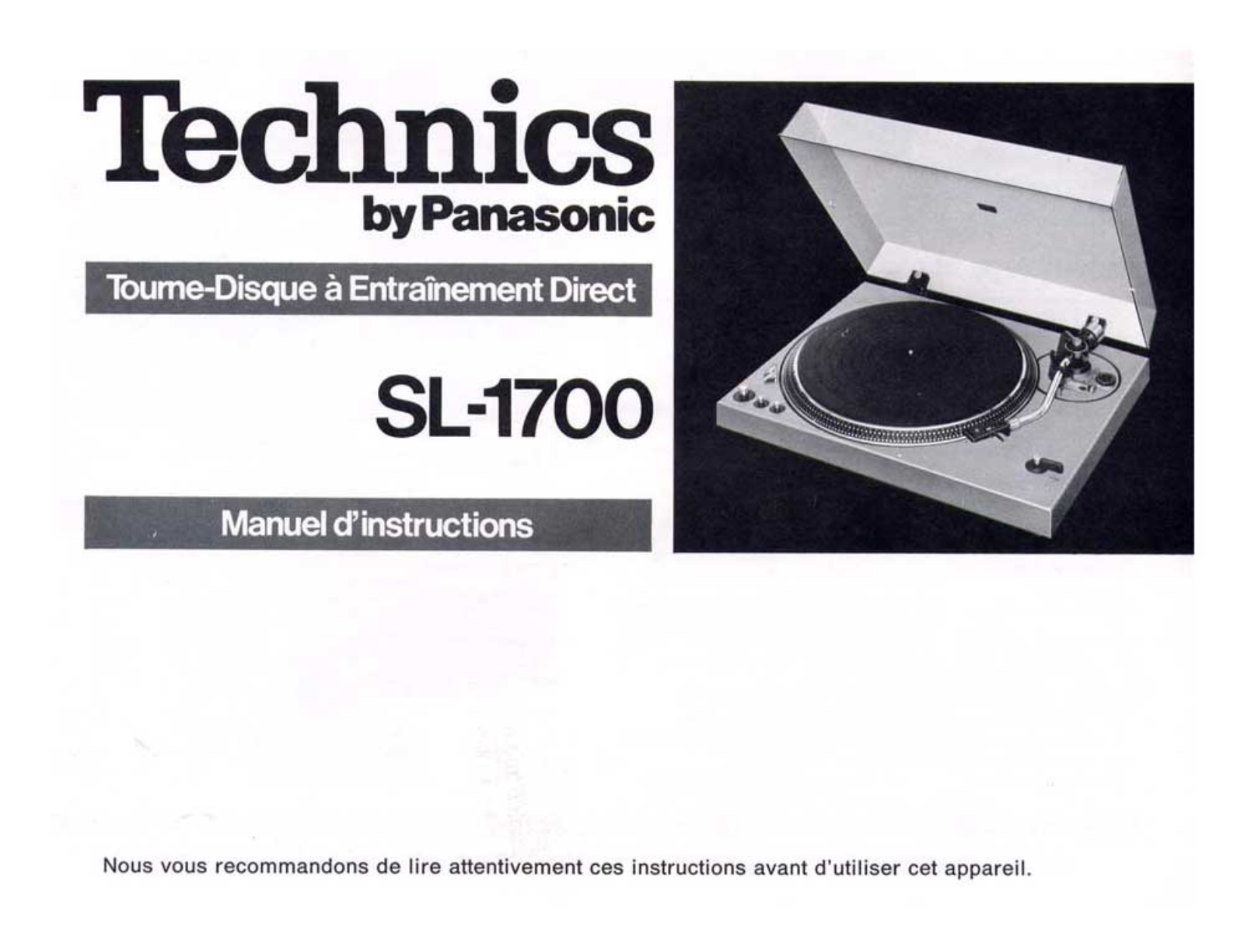 Technics SL-1700 Owners manual