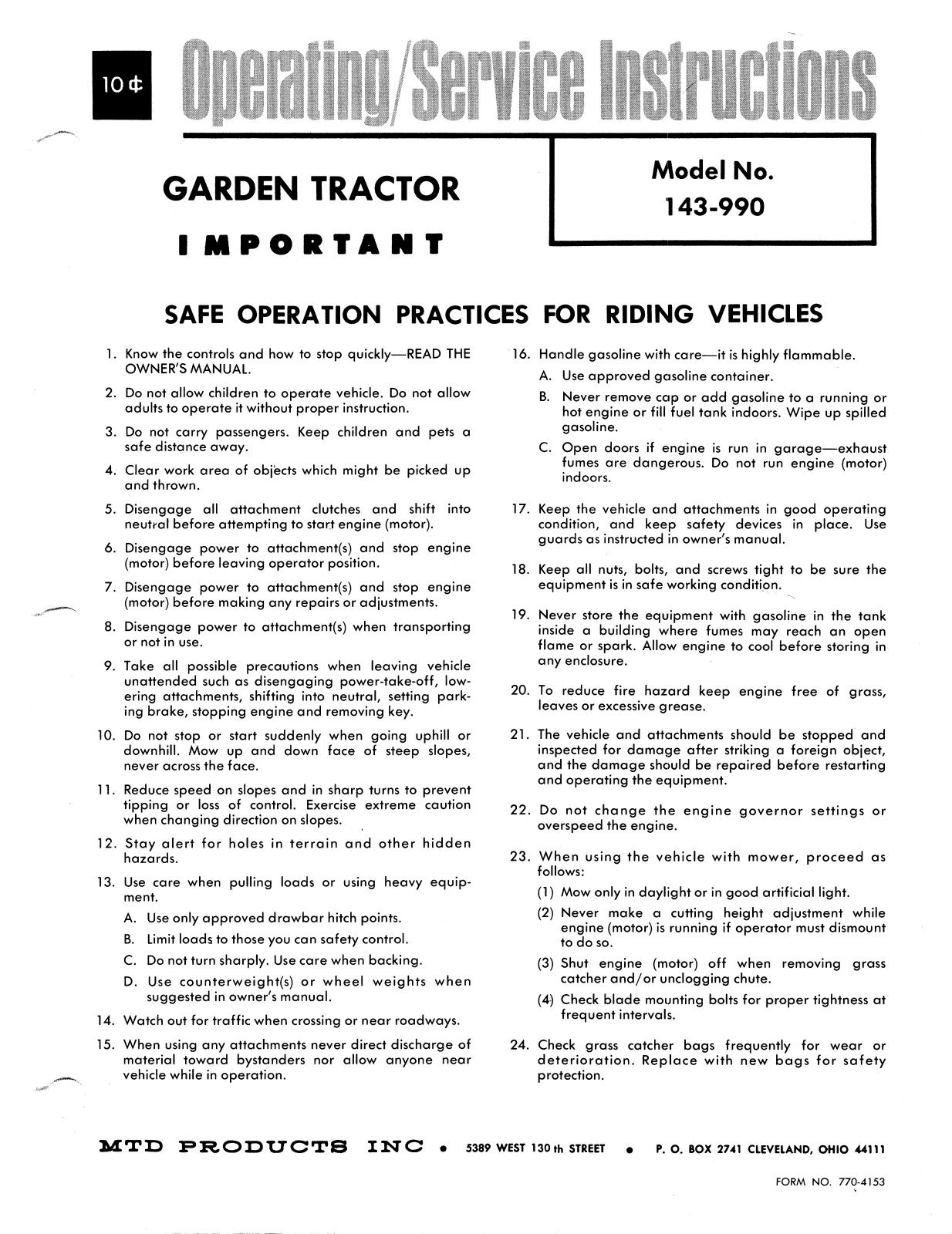 MTD 143-990 User Manual