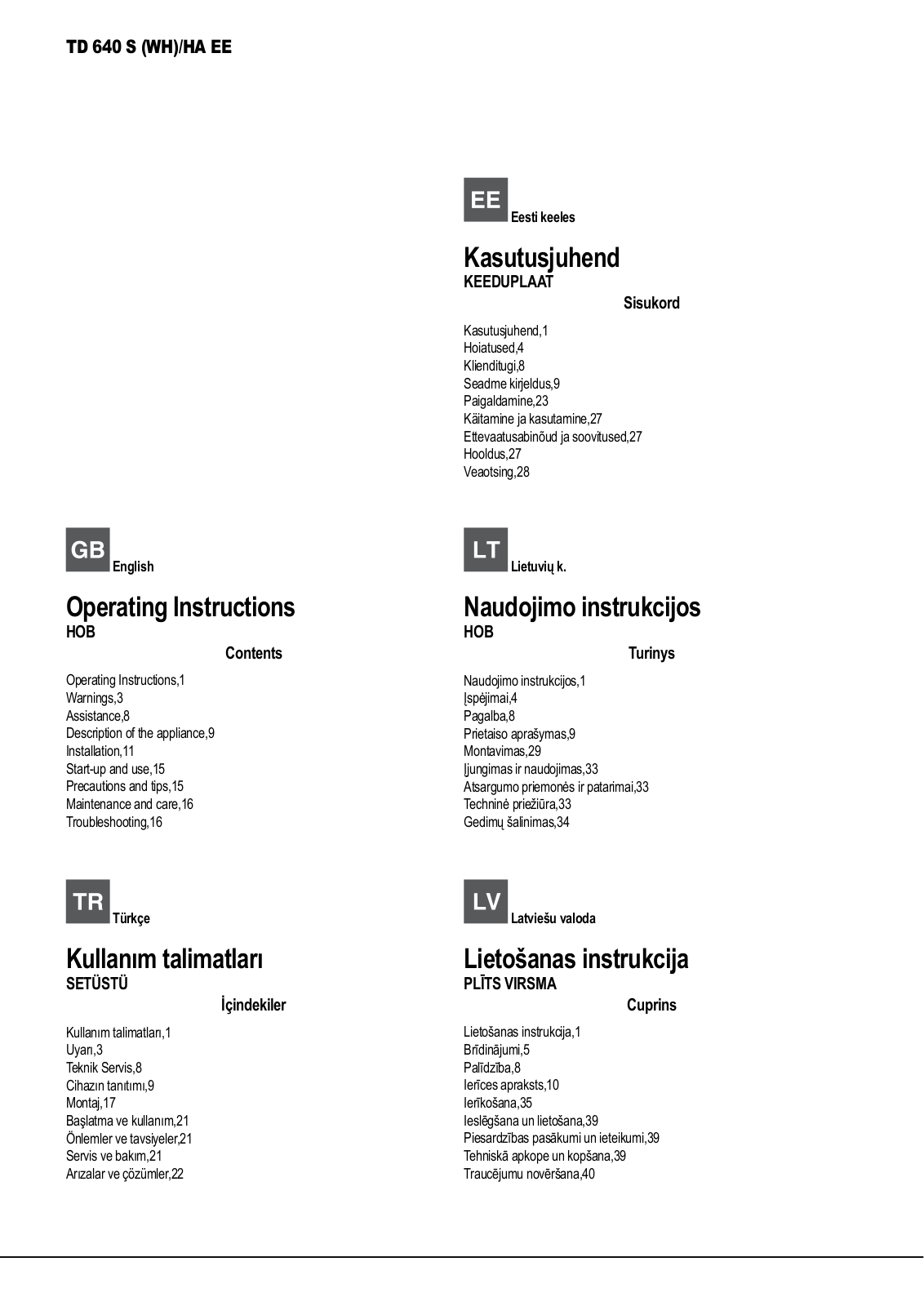 Hotpoint Ariston TD 640 S User Manual