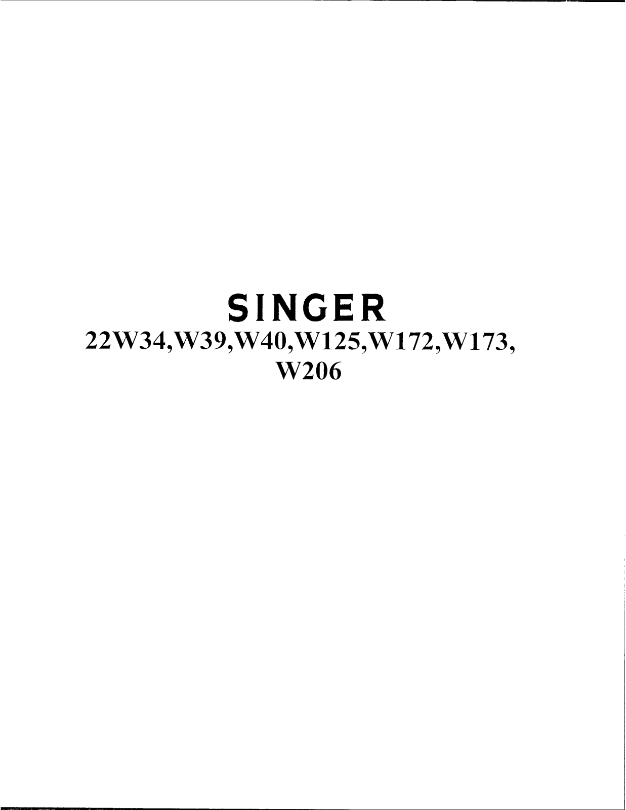 SINGER 22W34, 22W39, 22W40, 22W125, 22W172 Parts List