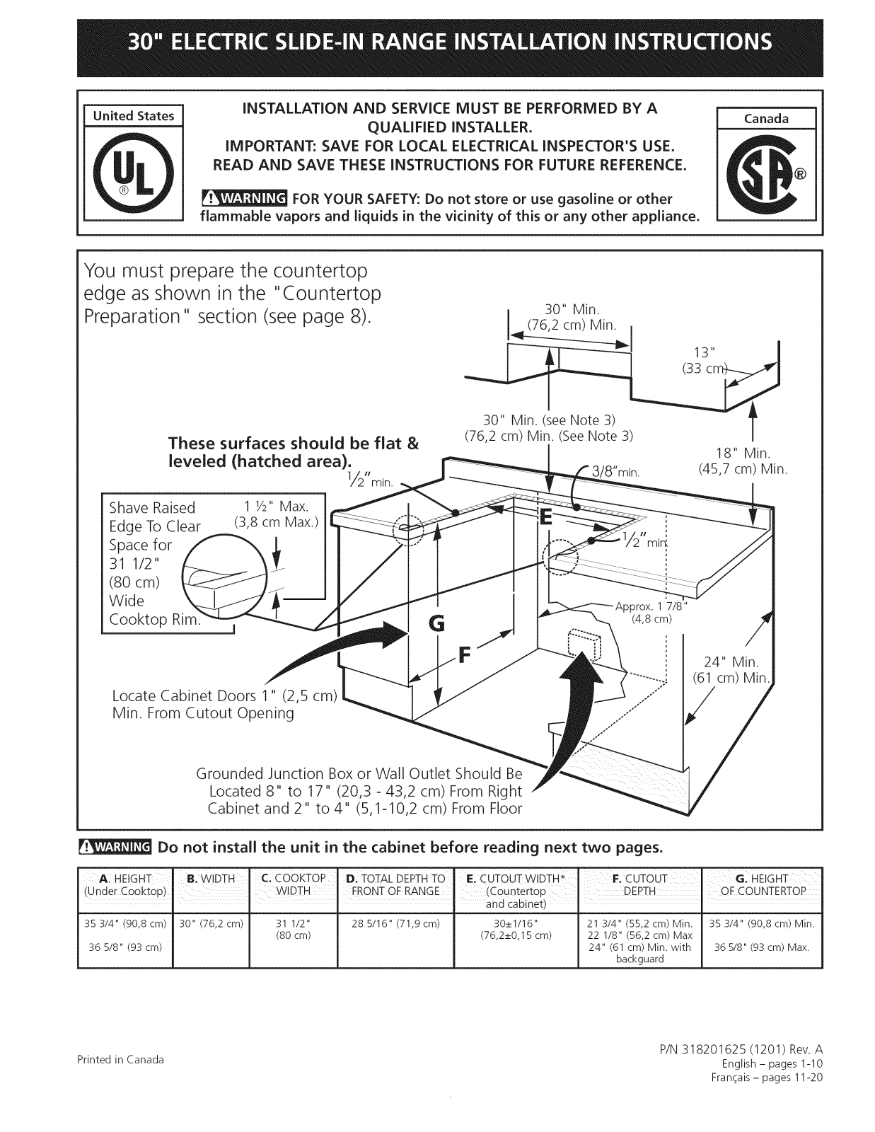 Frigidaire FFES3005LBD, FFES3005LBE, FFES3005LWD, FFES3005LWE, FFES3015LBE Installation Guide - ManualMachine.com
